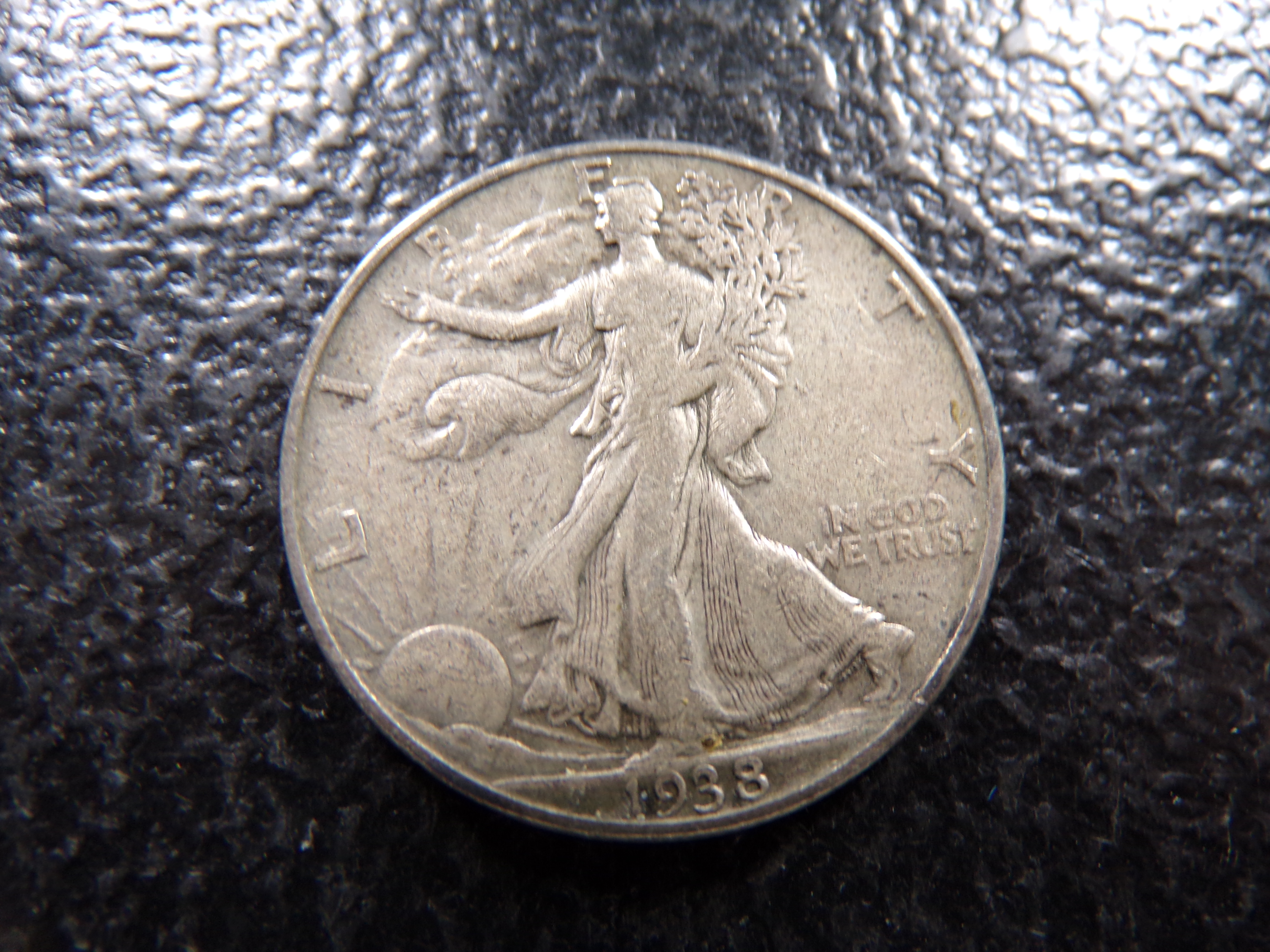 1938-D WALKING LIBERTY SILVER HALF DOLLAR