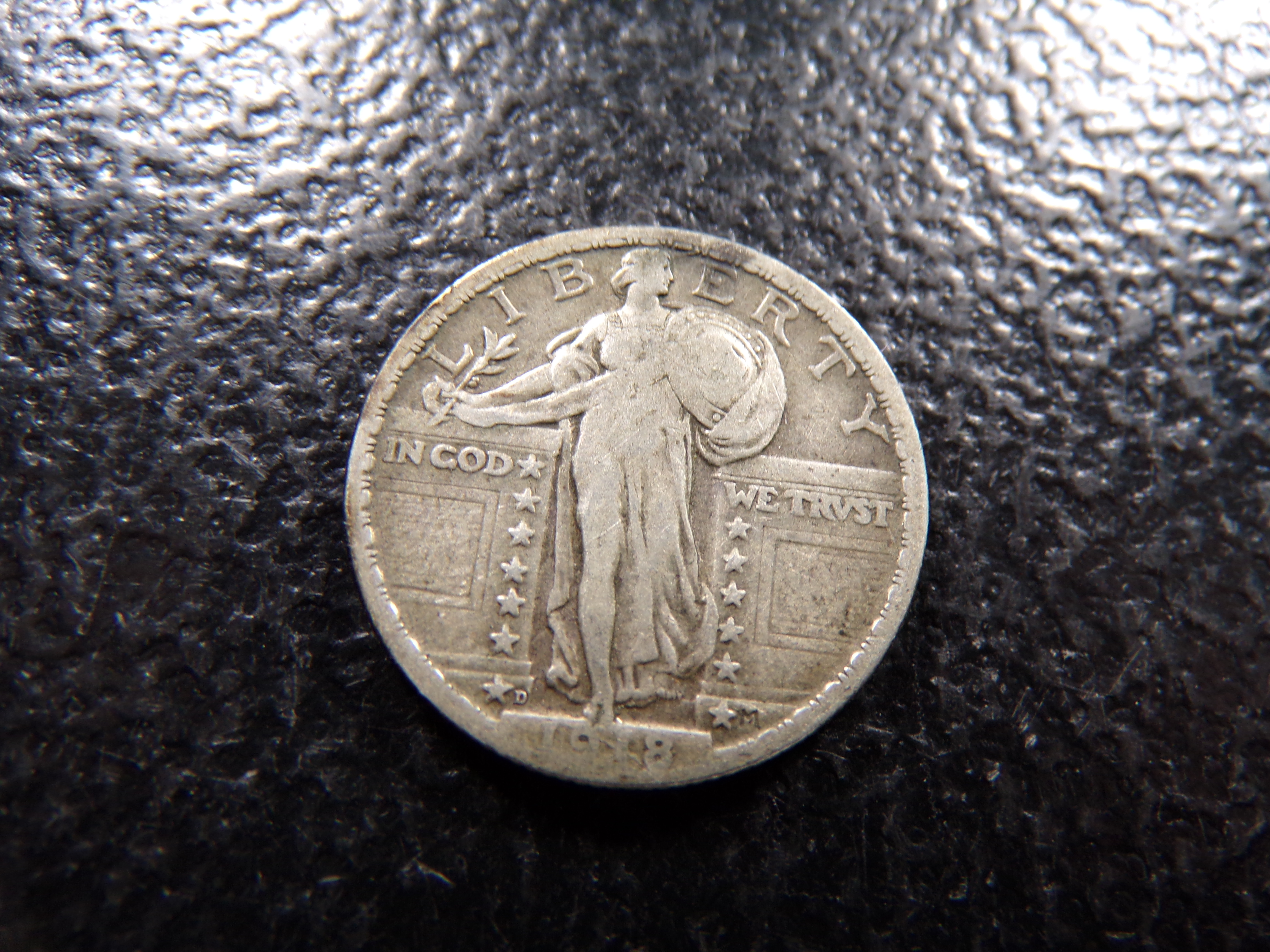 1918-D RARE DATE STANDIMG LIBERTY SILVER QUARTER