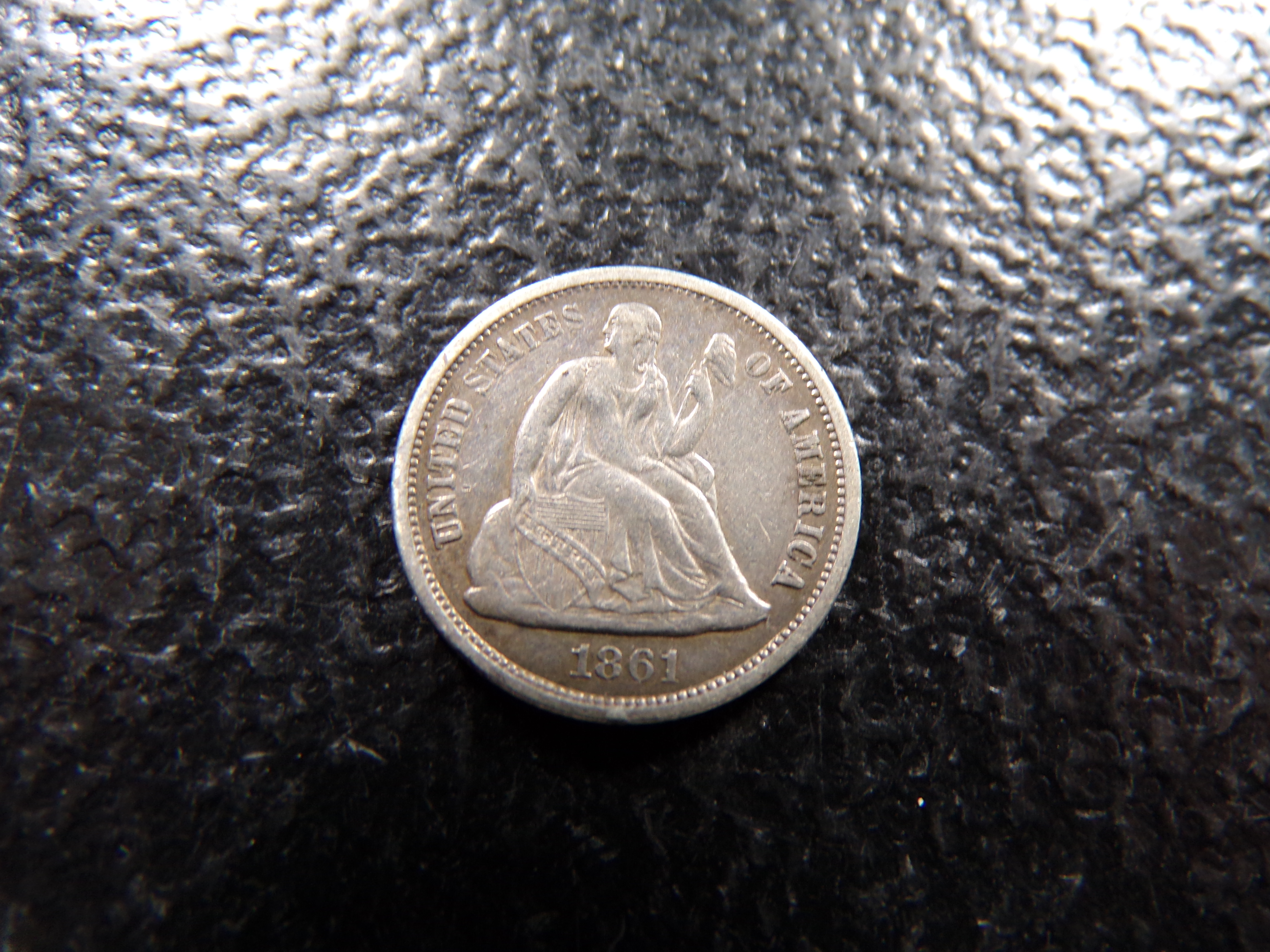 1861 KEY DATE SEATED LIBERTY SILVER DIME