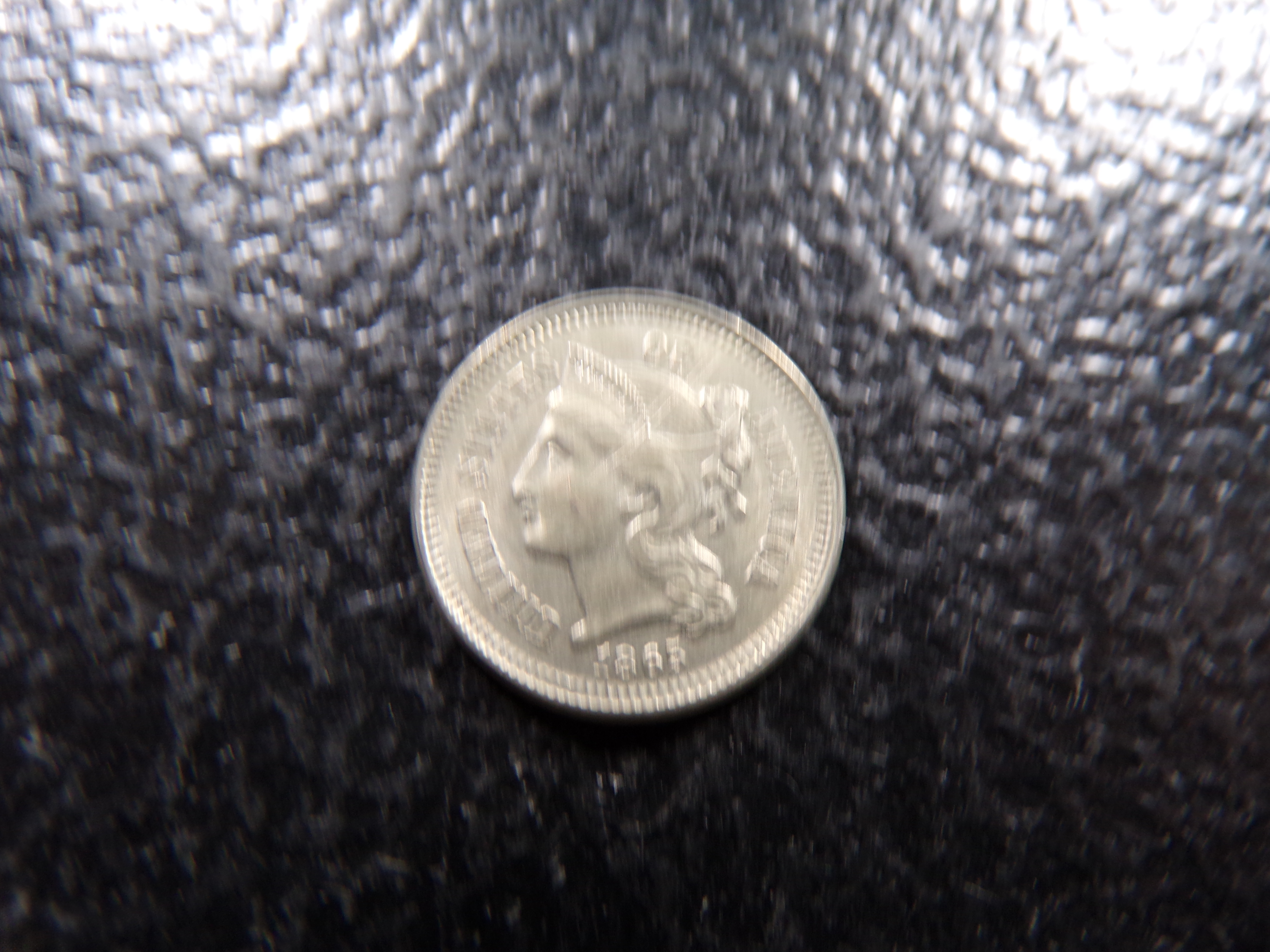1865 HIGH GRADE THREE CENT NICKEL