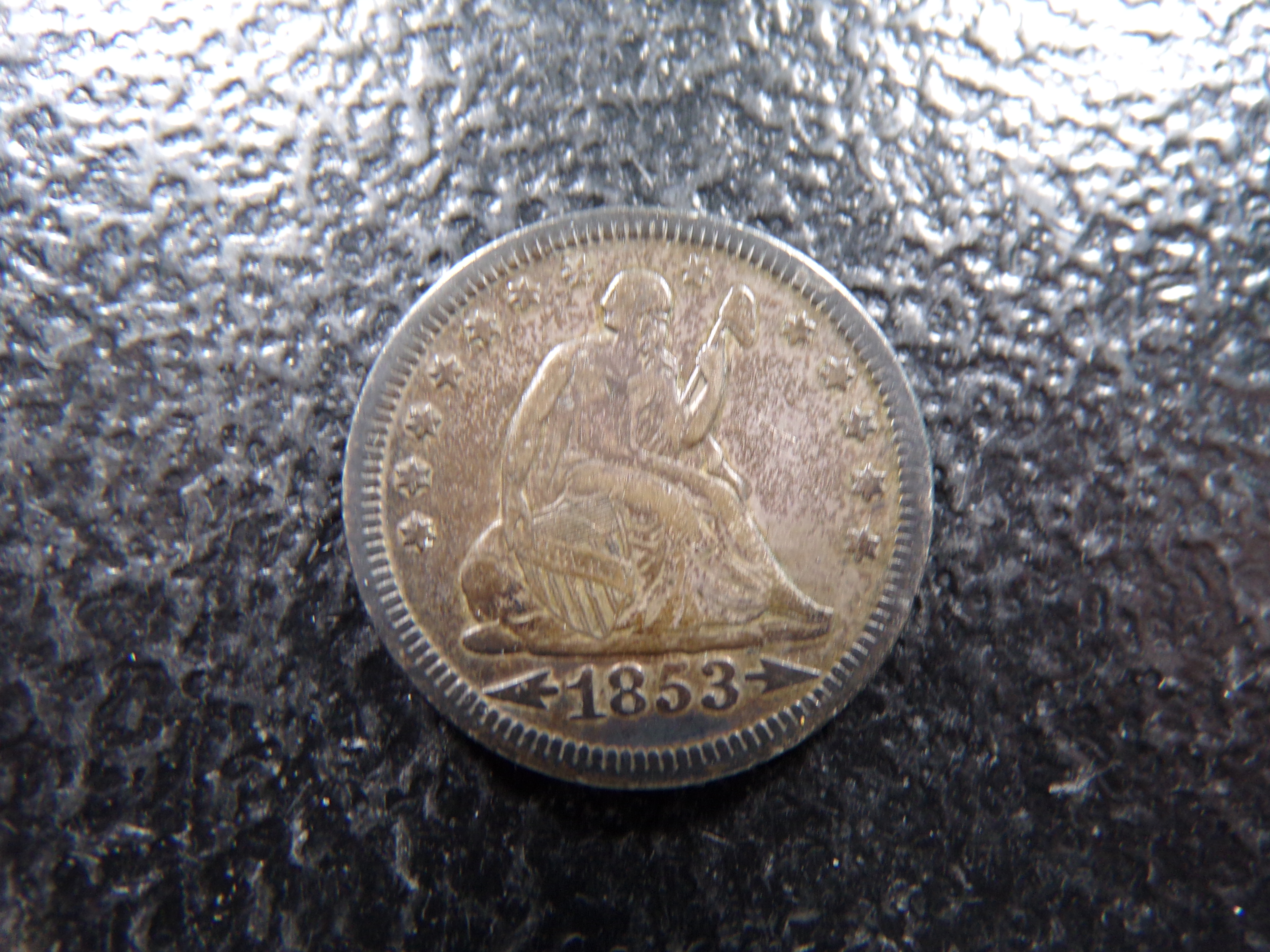 1853 RARE DATE SEATED LIBERTY SILVER QUARTER