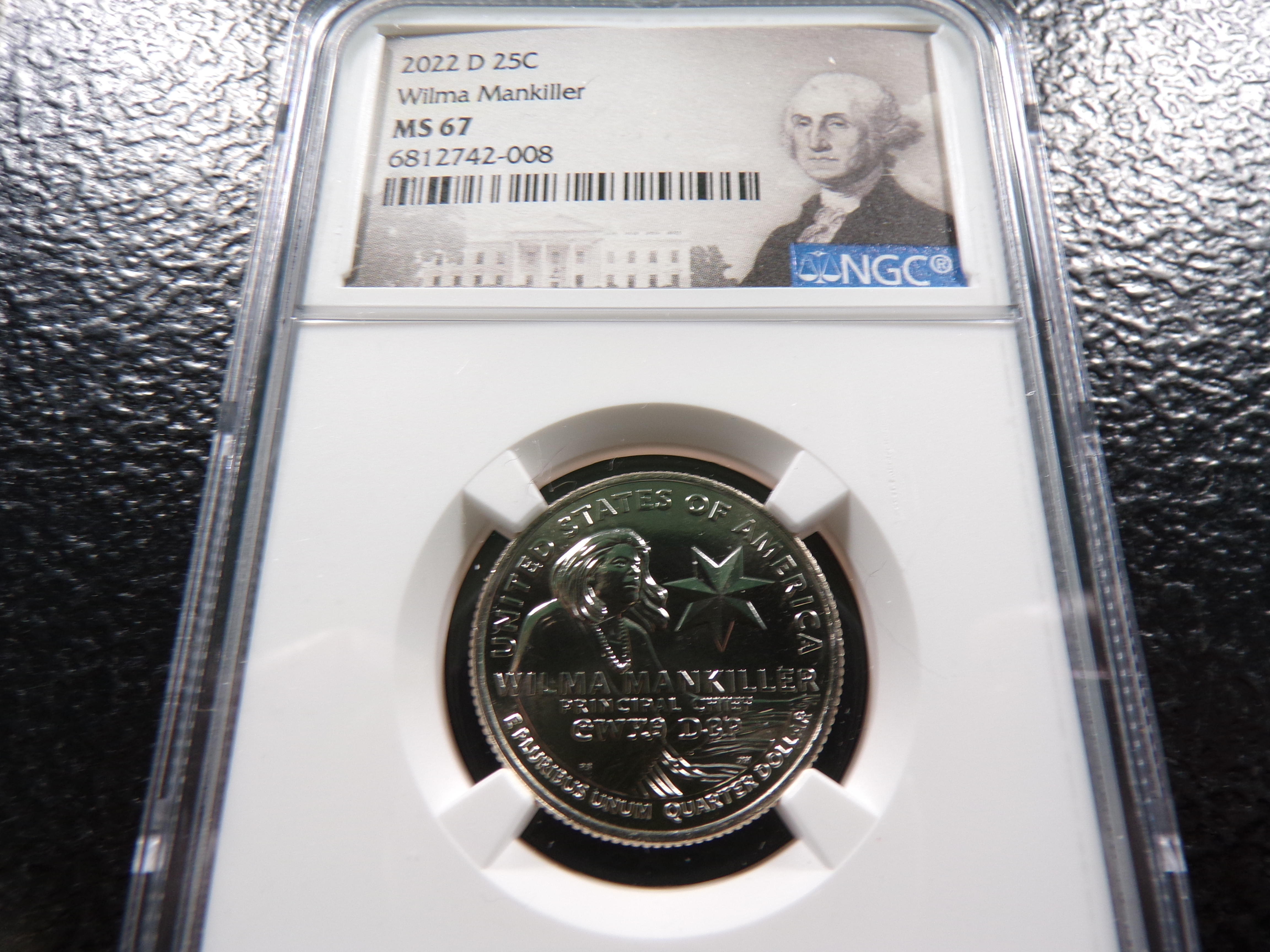 2022-D NGC MS67 WILMA MANKILLER QUARTER