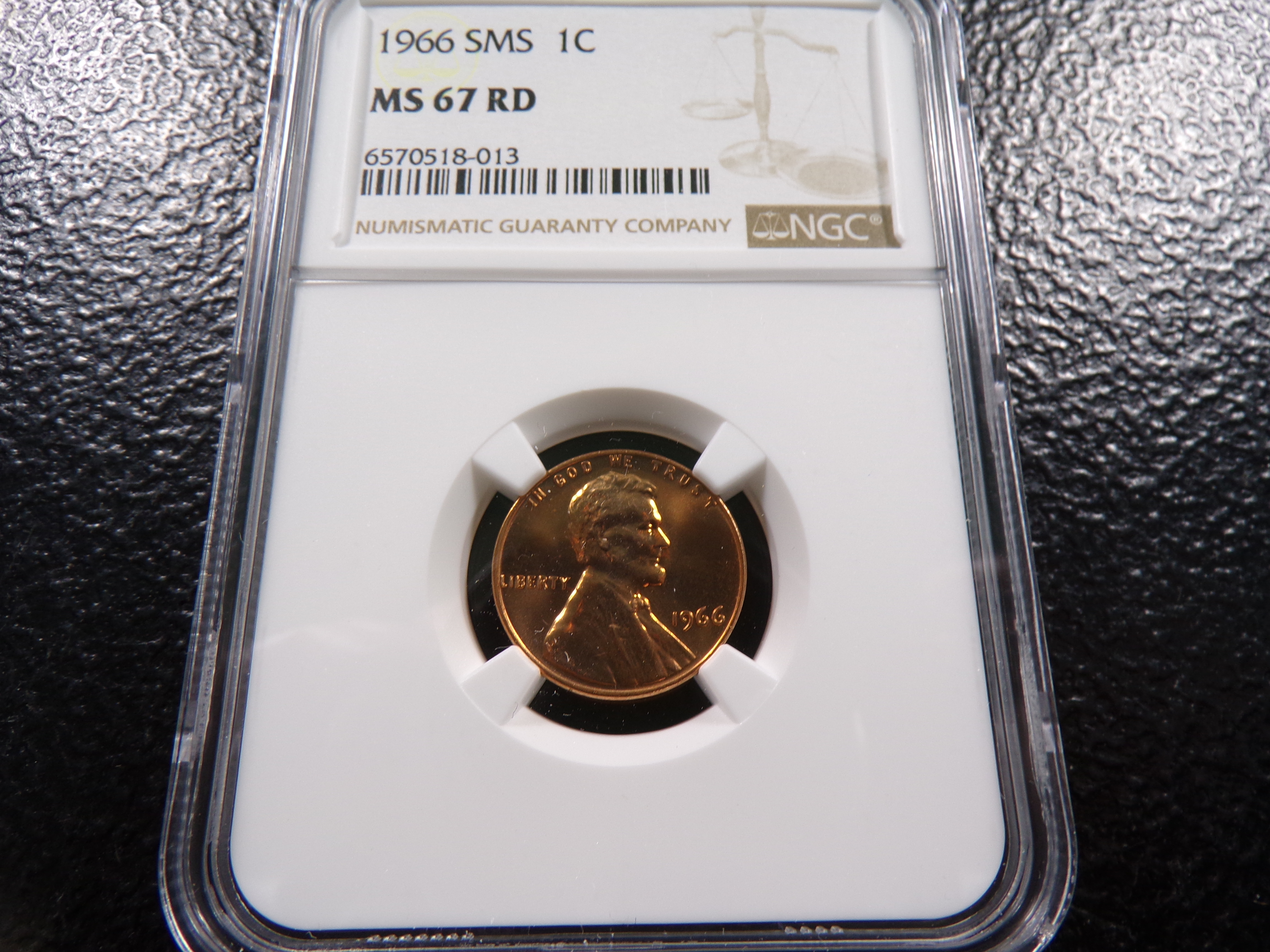 1966 SMS NGC MS67RD LINCOLN CENT