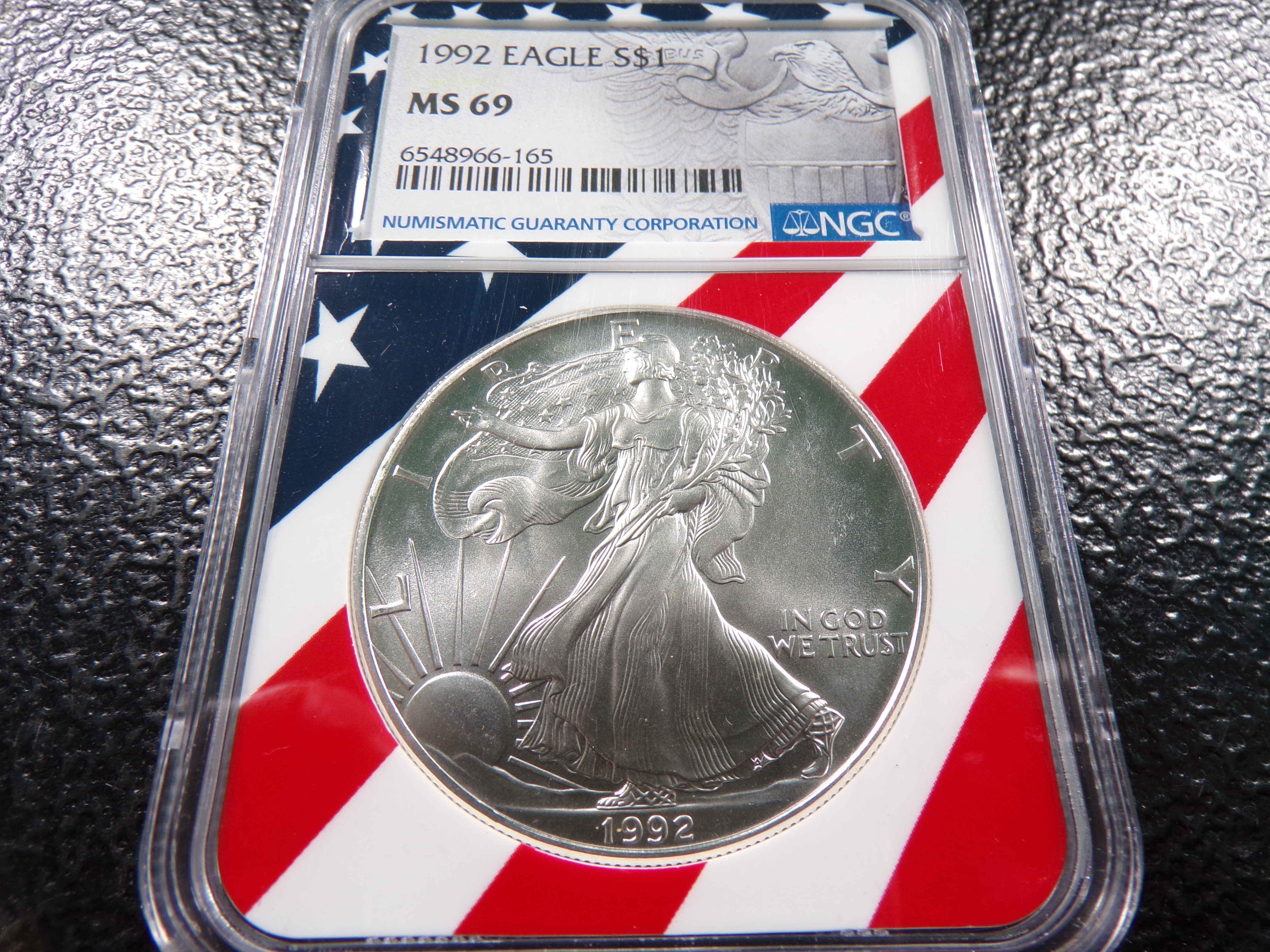 1992 NGC MS69 AMERICAN SILVER EAGLE DOLLAR