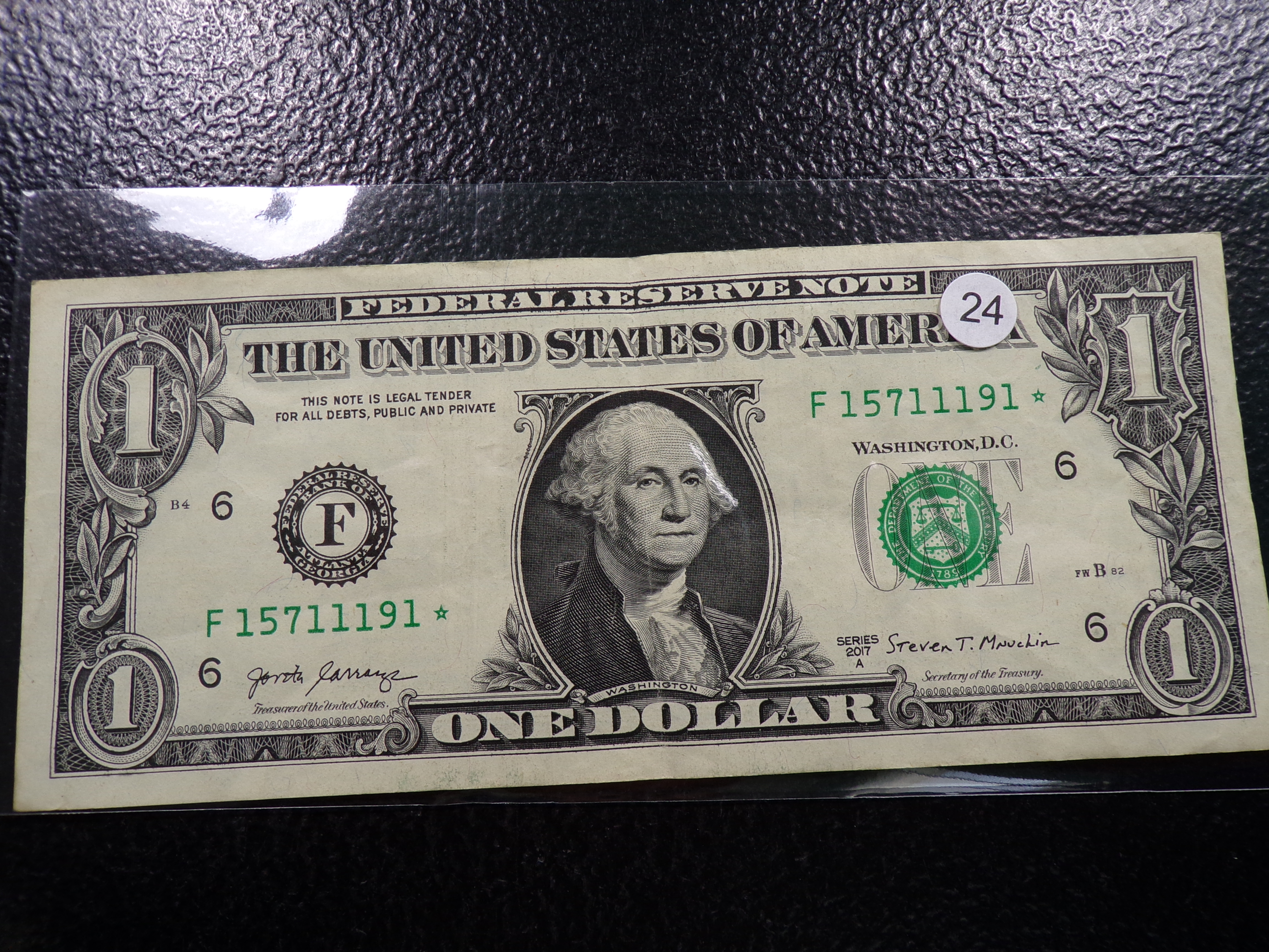 2017-A GREEN SEAL $1 FEDERAL RESERVE STAR NOTE