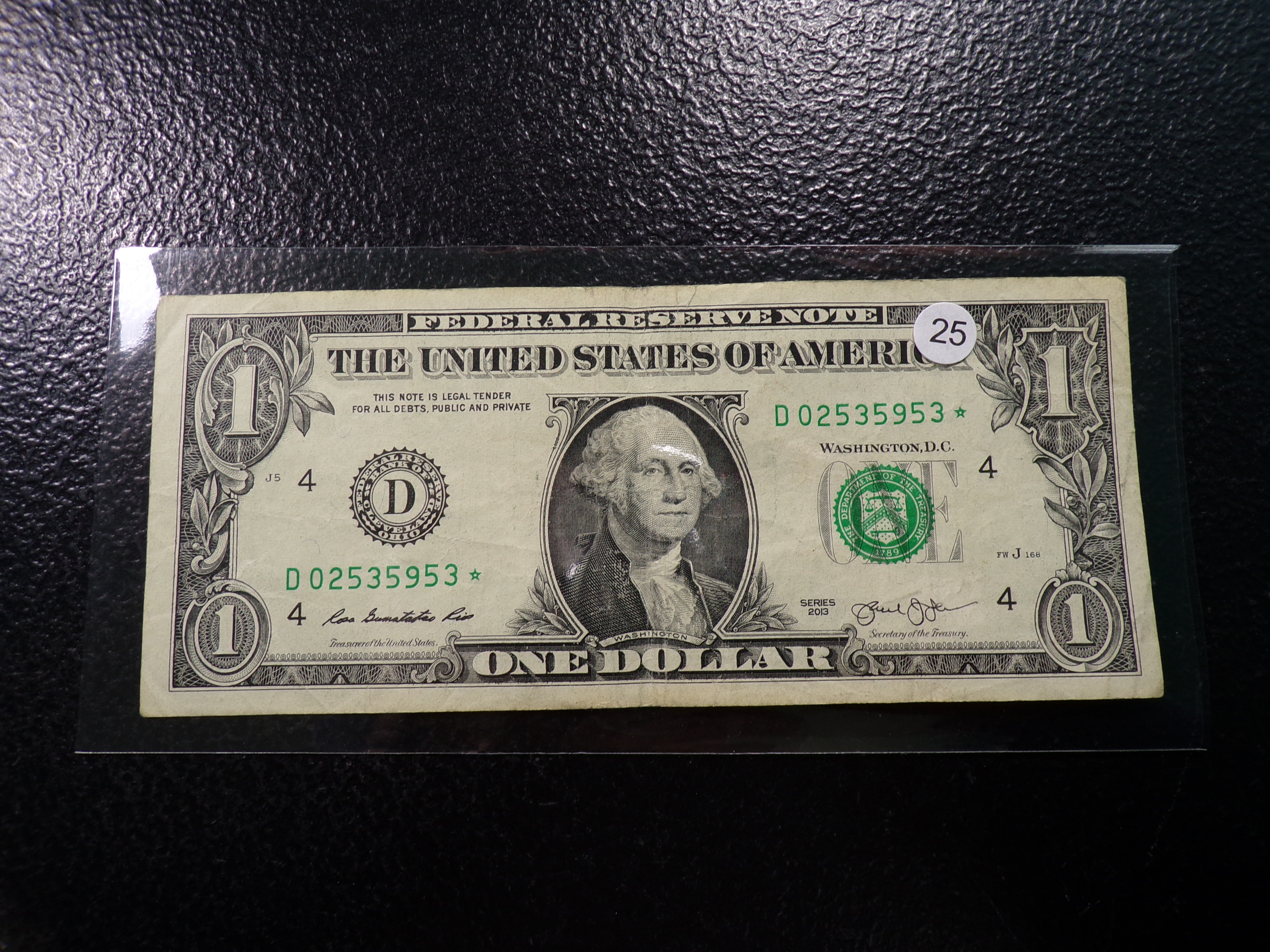 2013 GREEN SEAL $1 FEDERAL RESERVE STAR NOTE