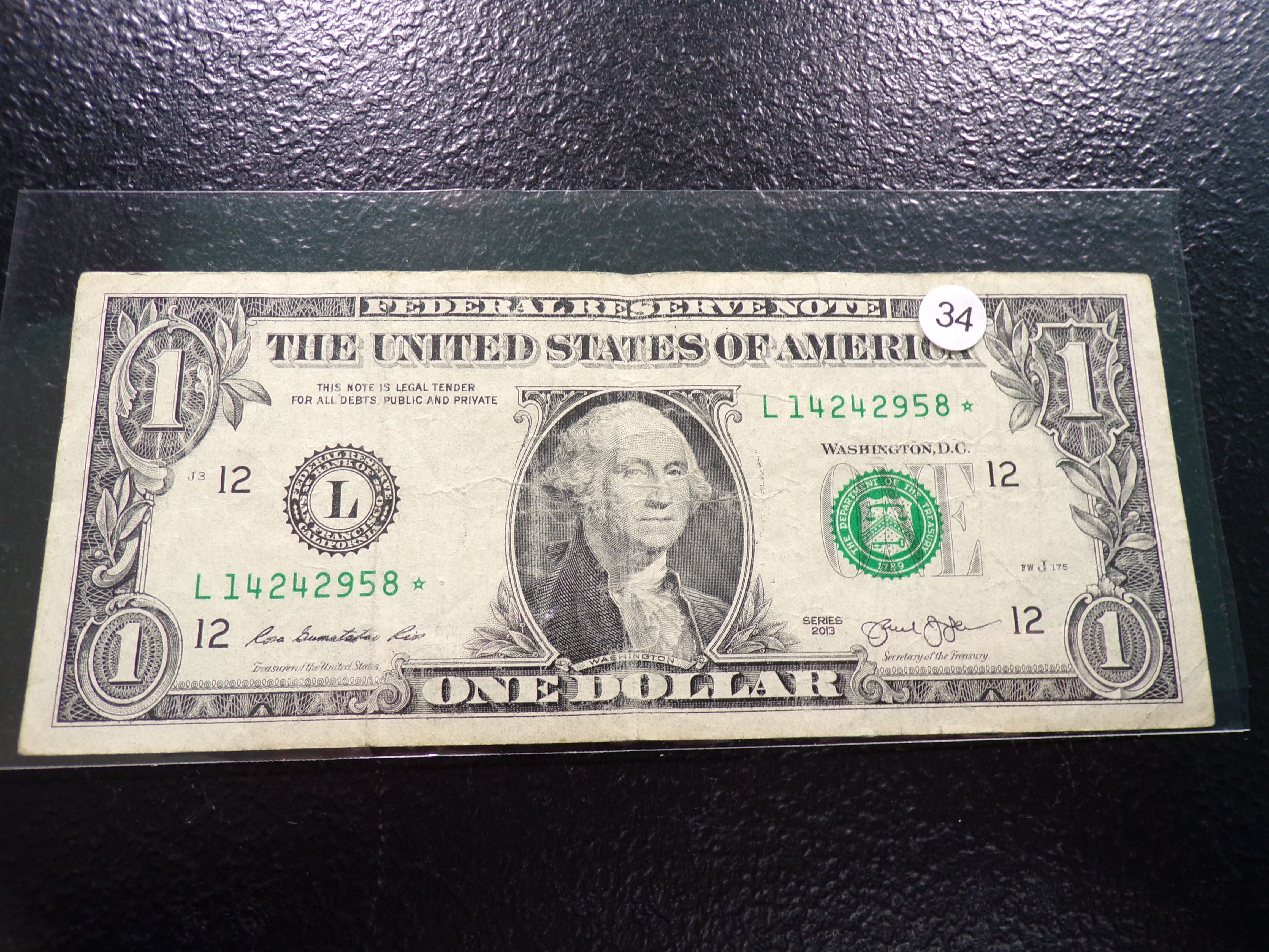 2013 GREEN SEAL $1 FEDERAL RESERVE STAR NOTE
