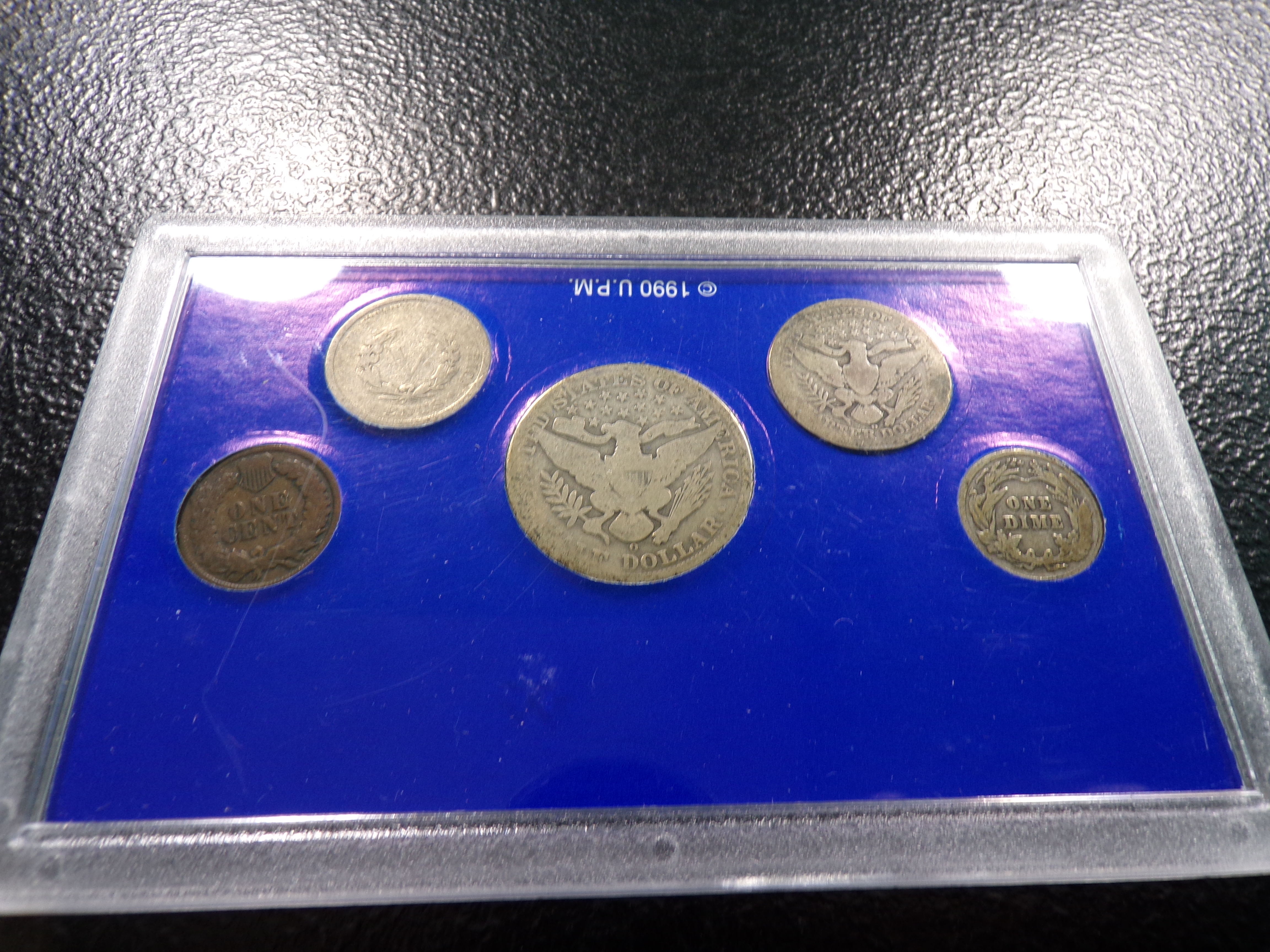YESTERYEAR COIN COLLECTION WITH SILVER HALF DOLLAR, QUARTER, DIME