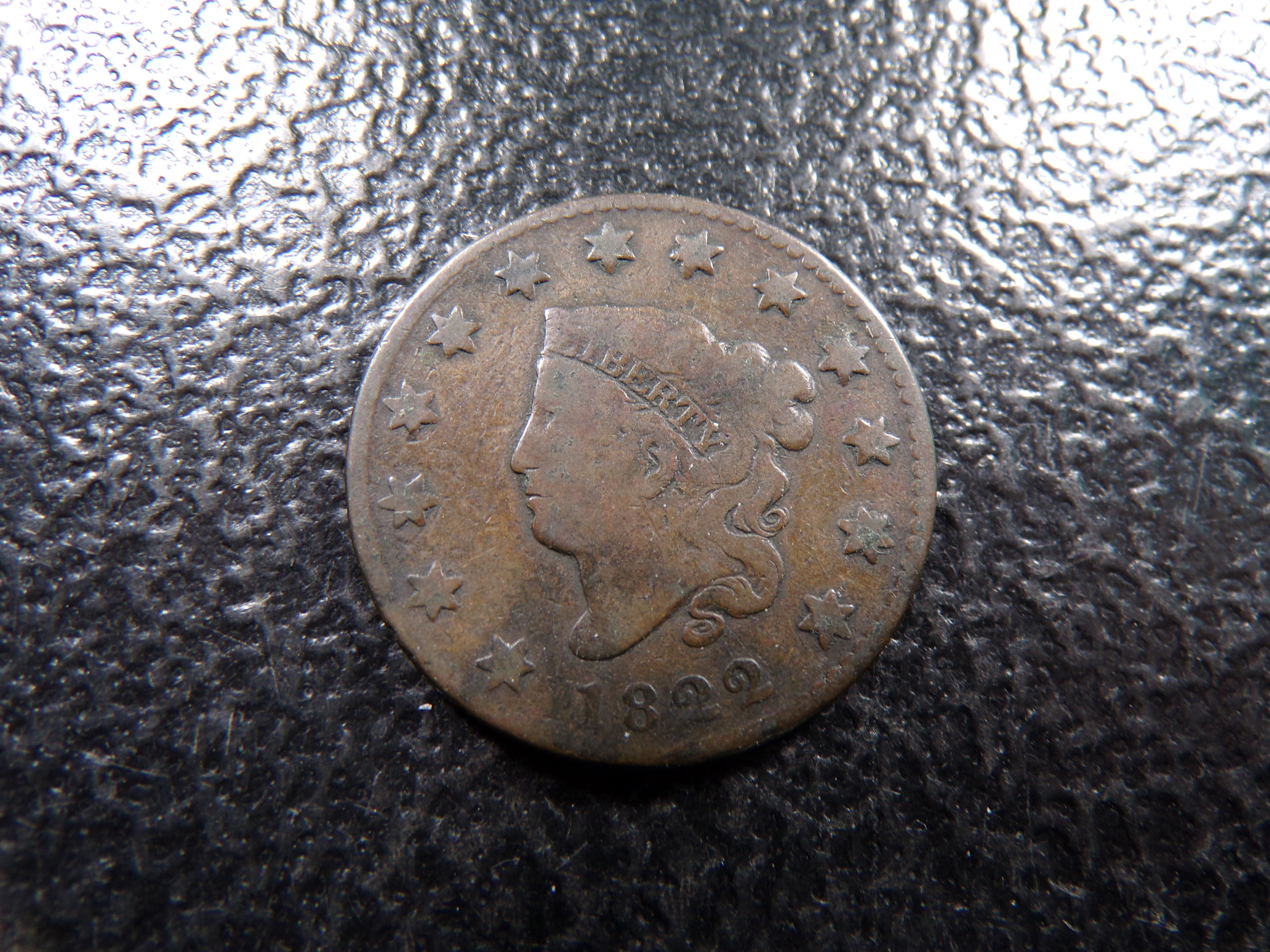 1822 CORONET HEAD LARGE CENT