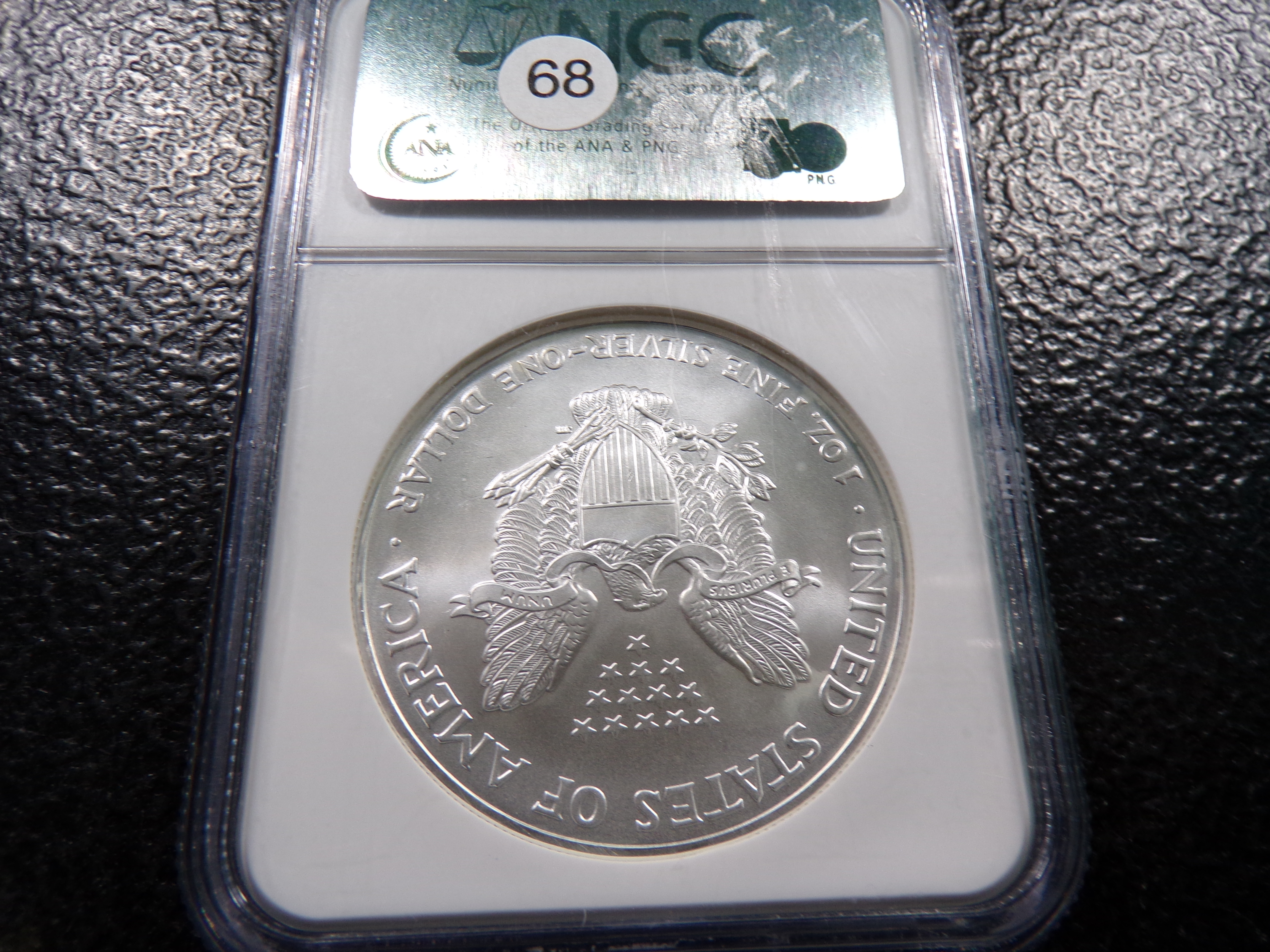 2004 NGC MS68 20TH ANNIV. COLL. AMERICAN SILVER EAGLE DOLLAR