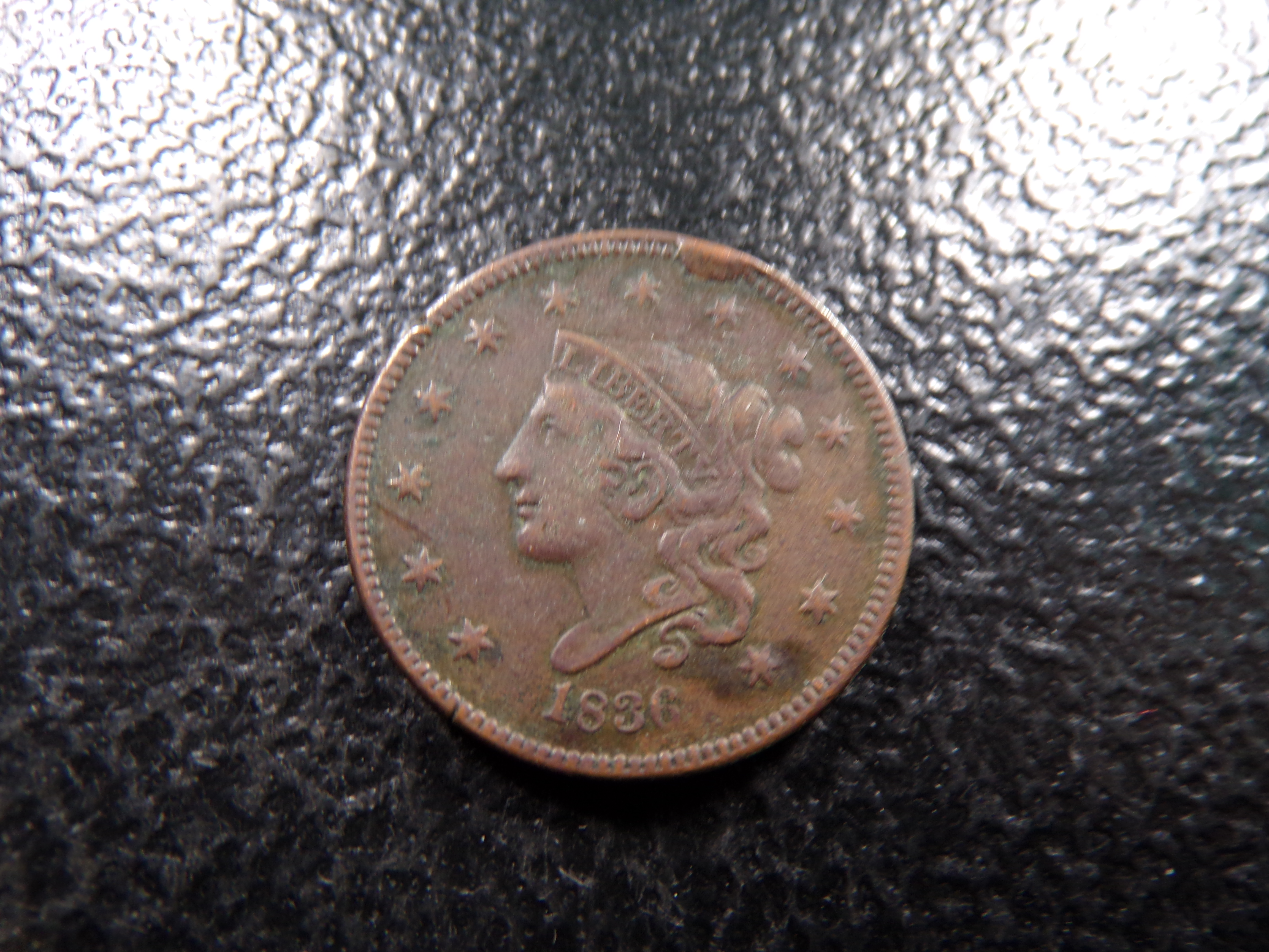 1836 CORONET HEAD LARGE CENT