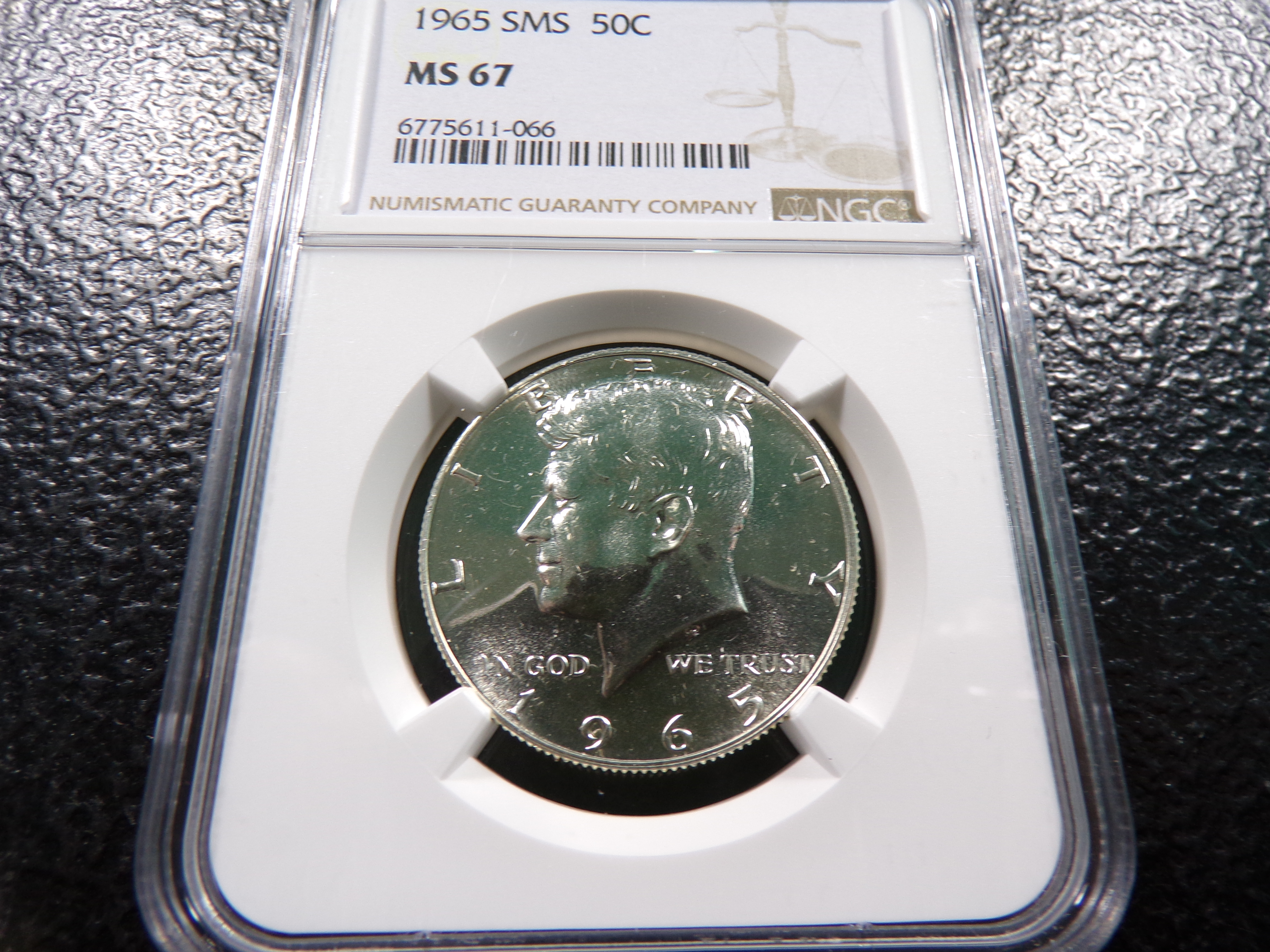 1965 SMS NGC MS67 KENNEDY SILVER HALF DOLLAR