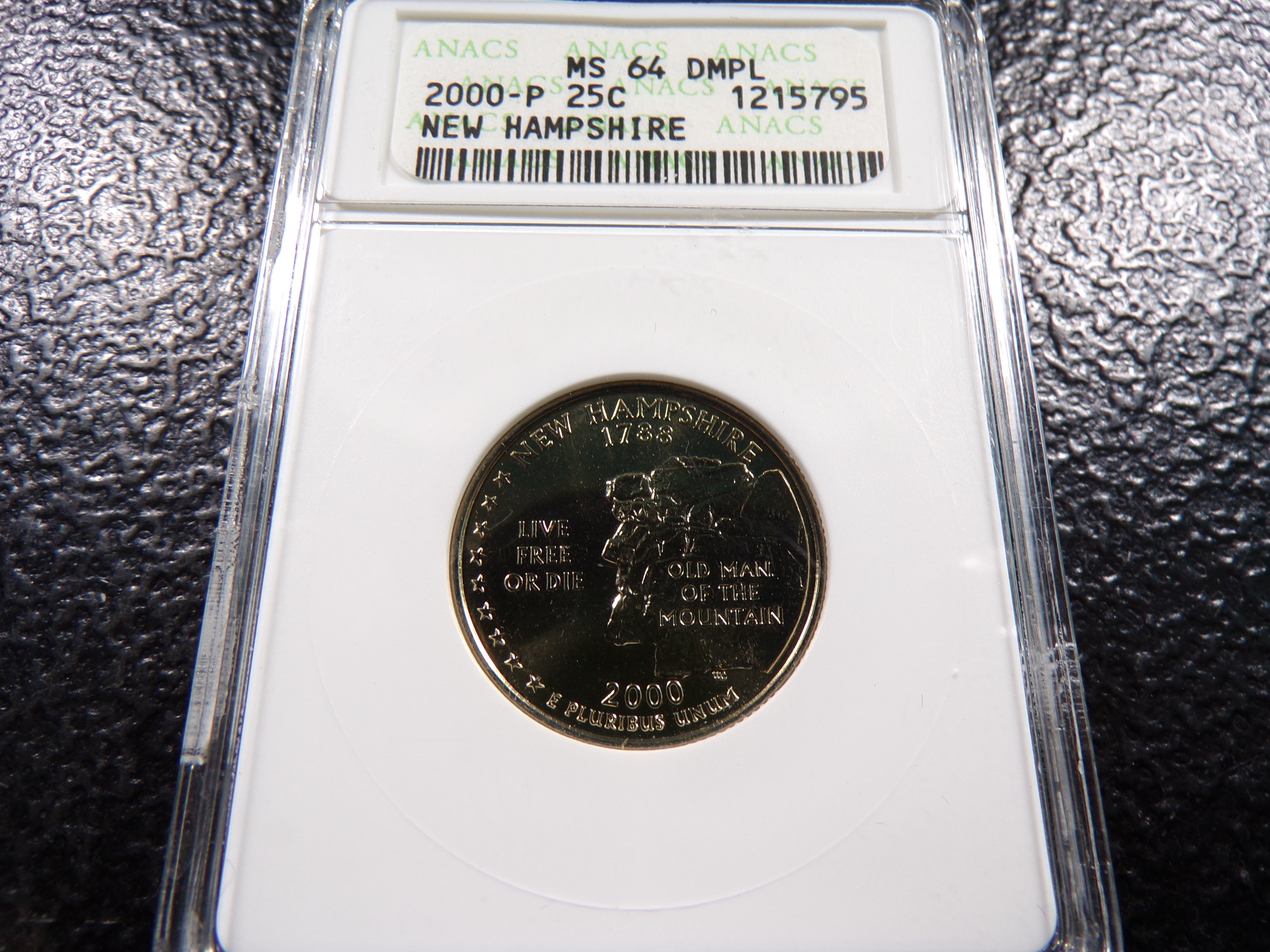 2000-P ANACS MS64 DMPL NEW HAMPSHIRE QUARTER