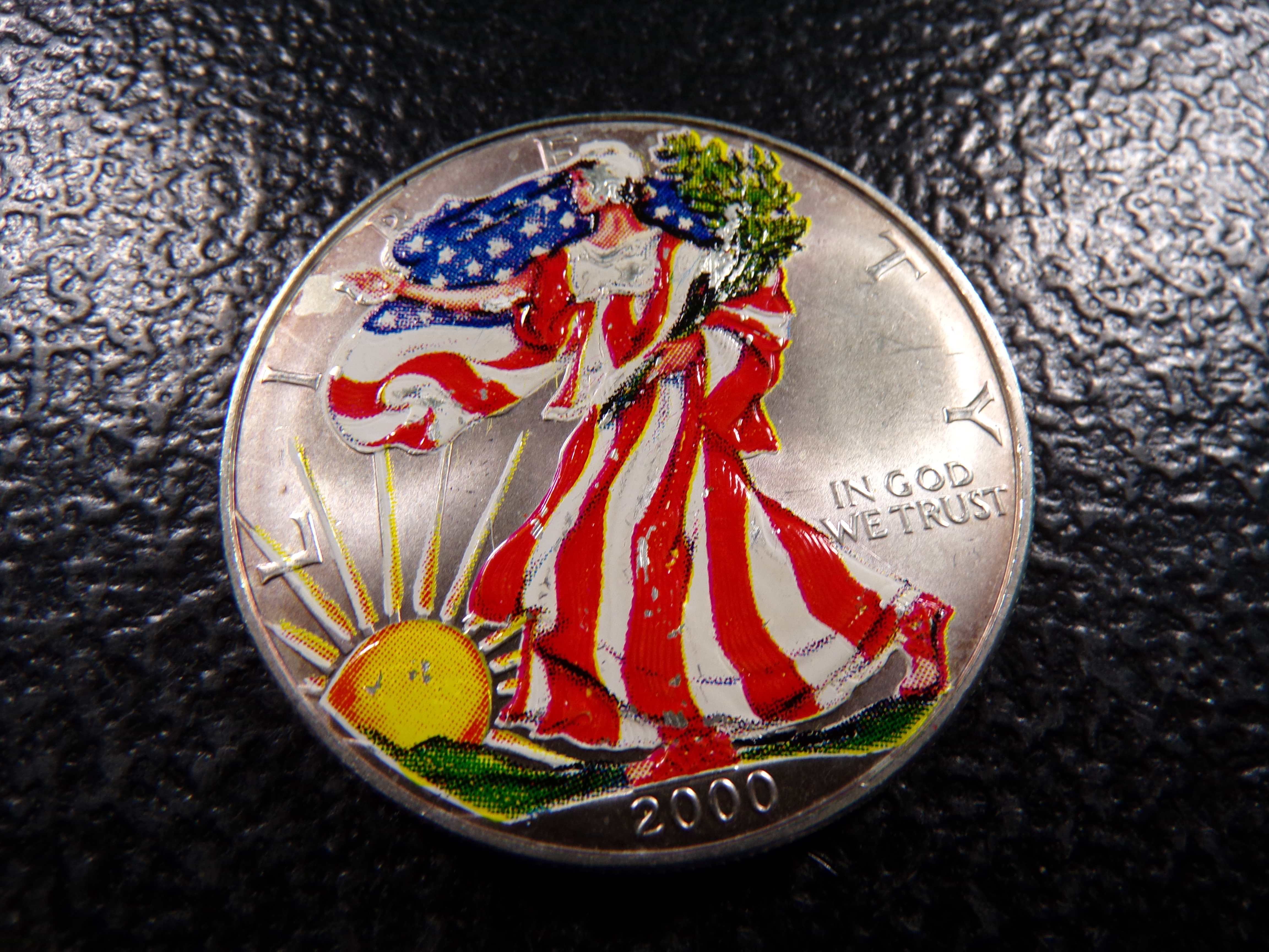 2000 COLOR ENHANCED AMERICAN SILVER EAGLE DOLLAR