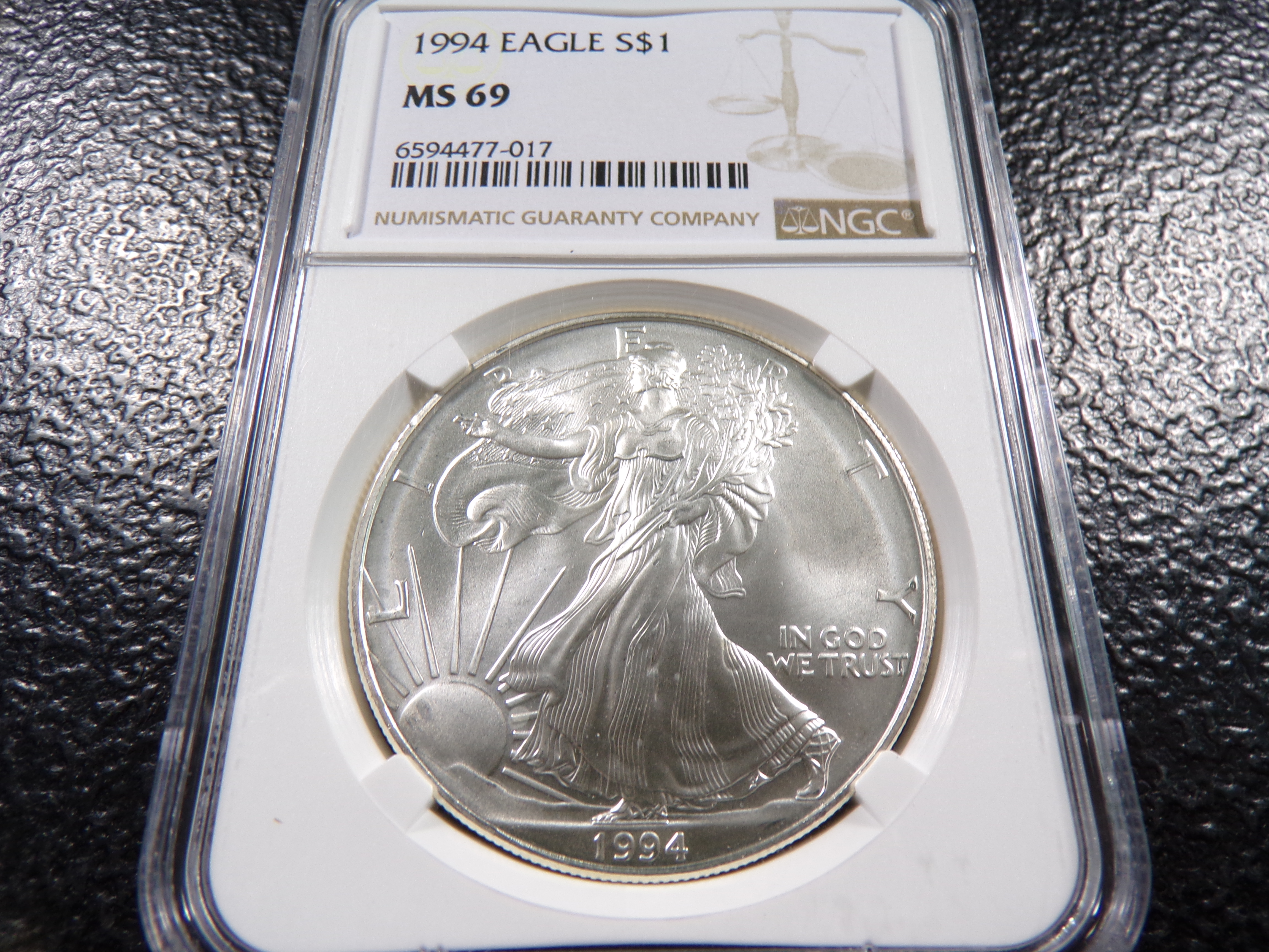 1994 NGC MS69 KEY DATE AMERICAN SILVER EAGLE DOLLAR