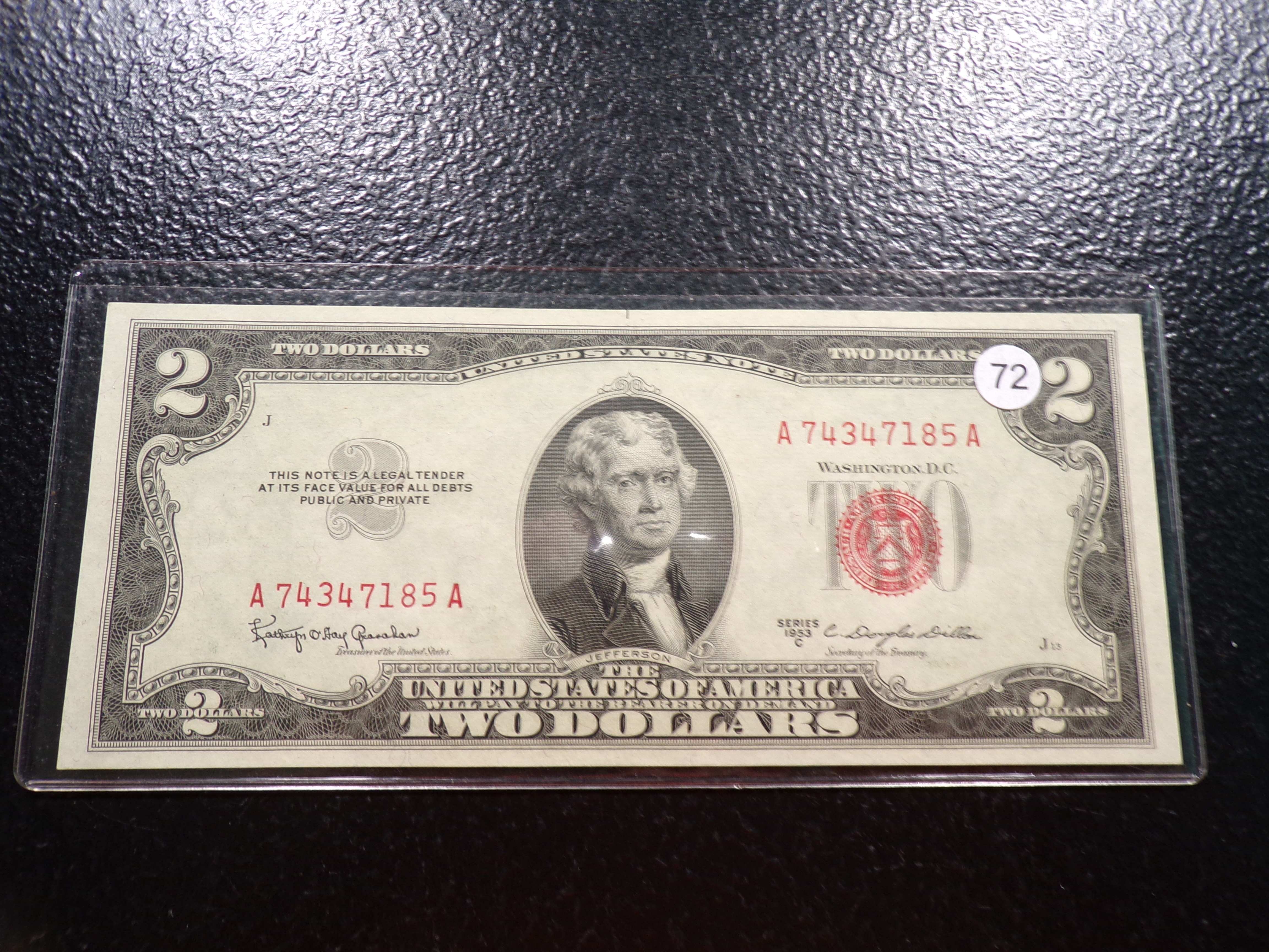 1953-C RED SEAL CRISP PAPER $2 UNITED STATES NOTE