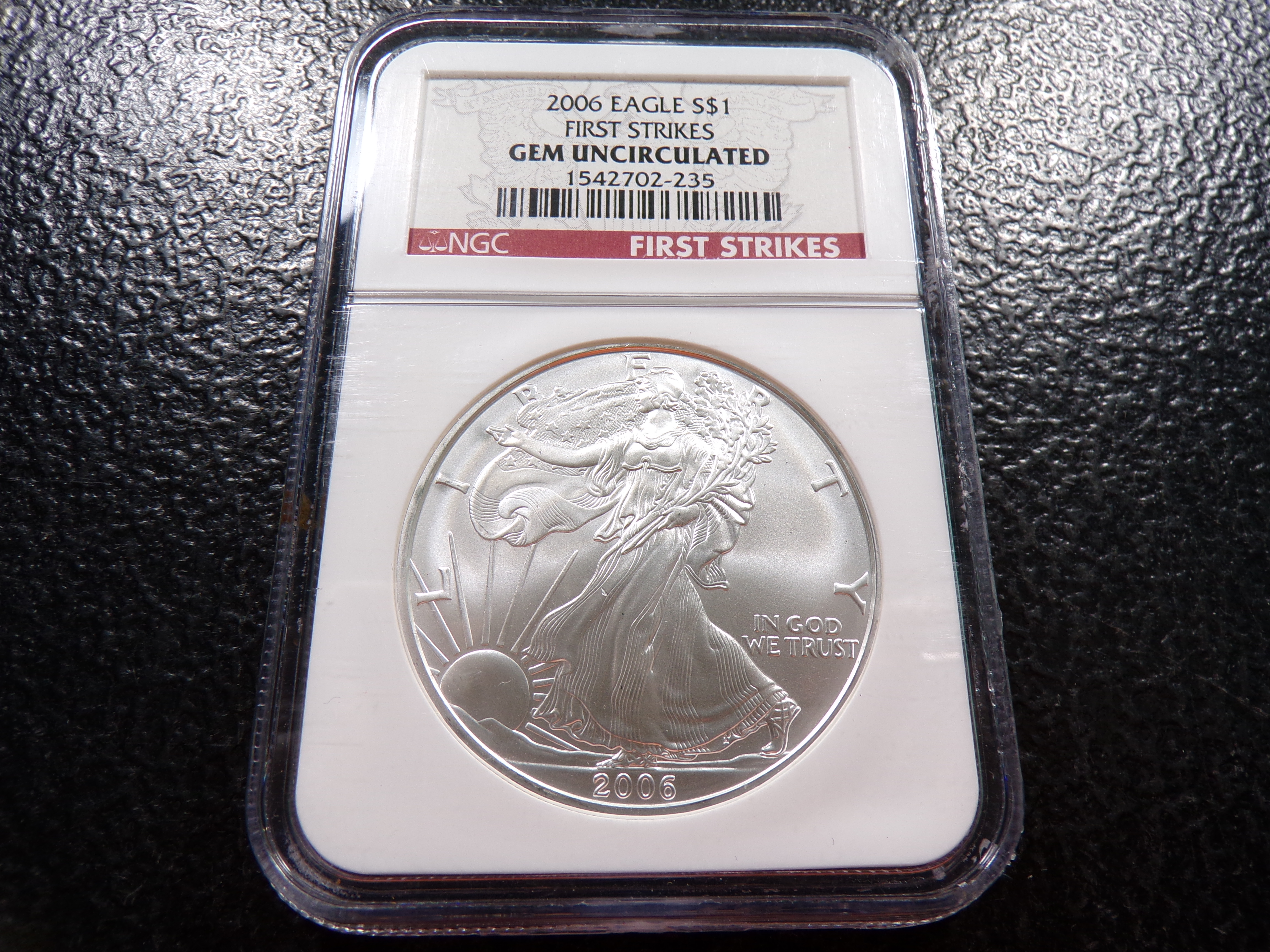 2006 NGC GEM UNCIRCULATED FIRST STRIKES AMERICAN SILVER EAGLE DOLLAR