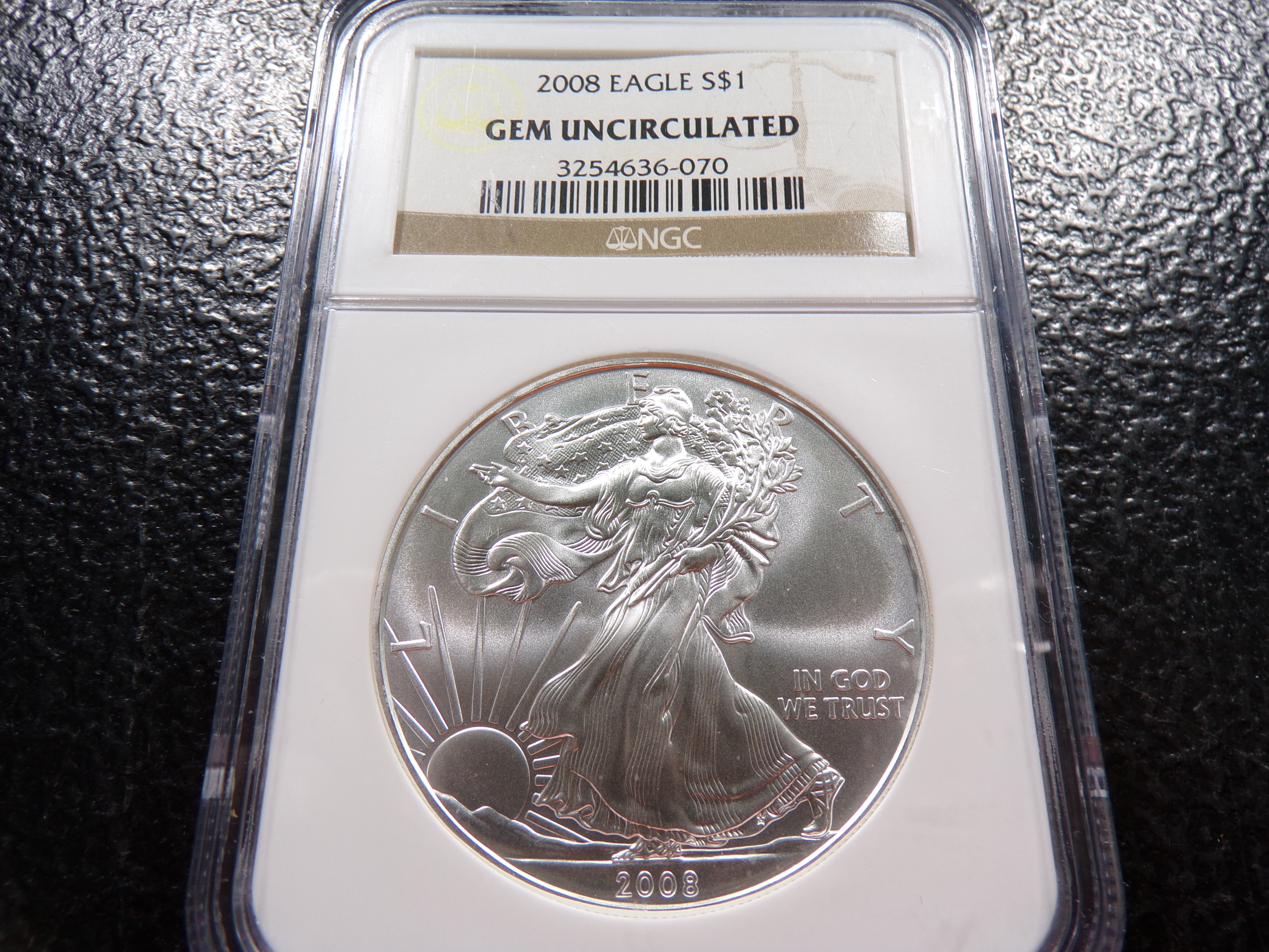 2008 NGC GEM UNCIRCULATED AMERICAN SILVER EAGLE DOLLAR