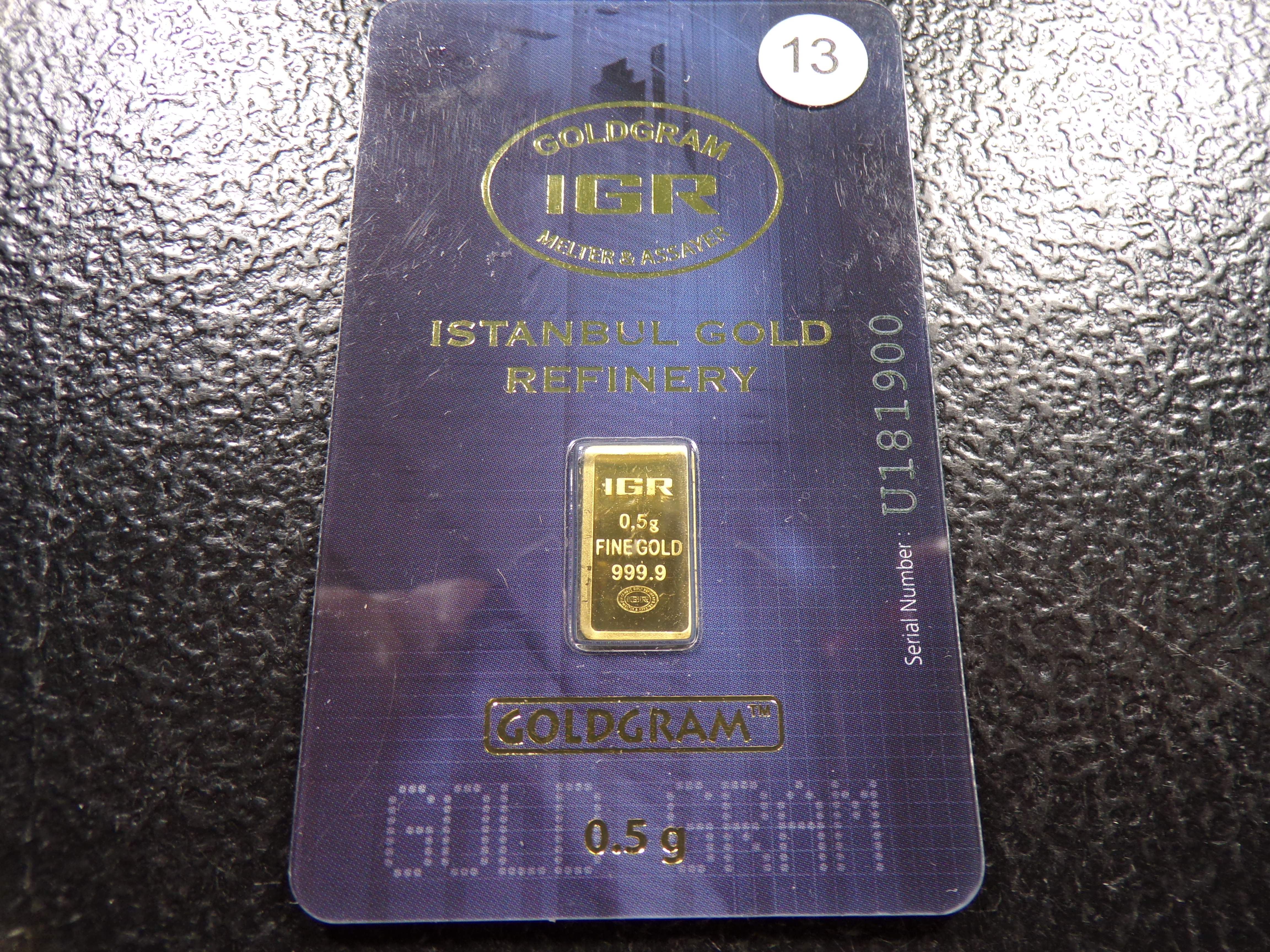 IGR GOLDGRAM 0.5 GRAM 999.9 FINE GOLD BAR