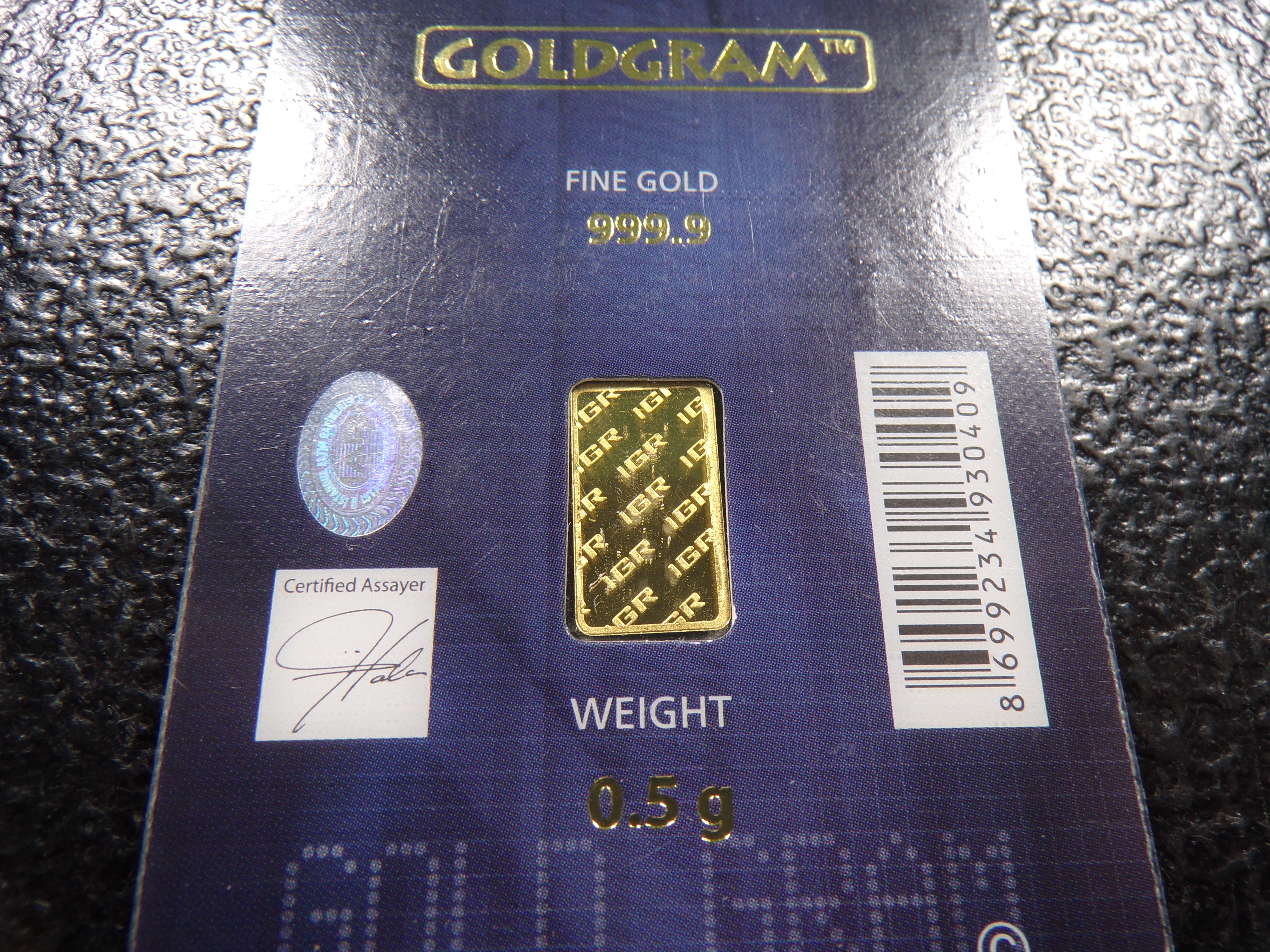IGR GOLDGRAM 0.5 GRAM 999.9 FINE GOLD BAR