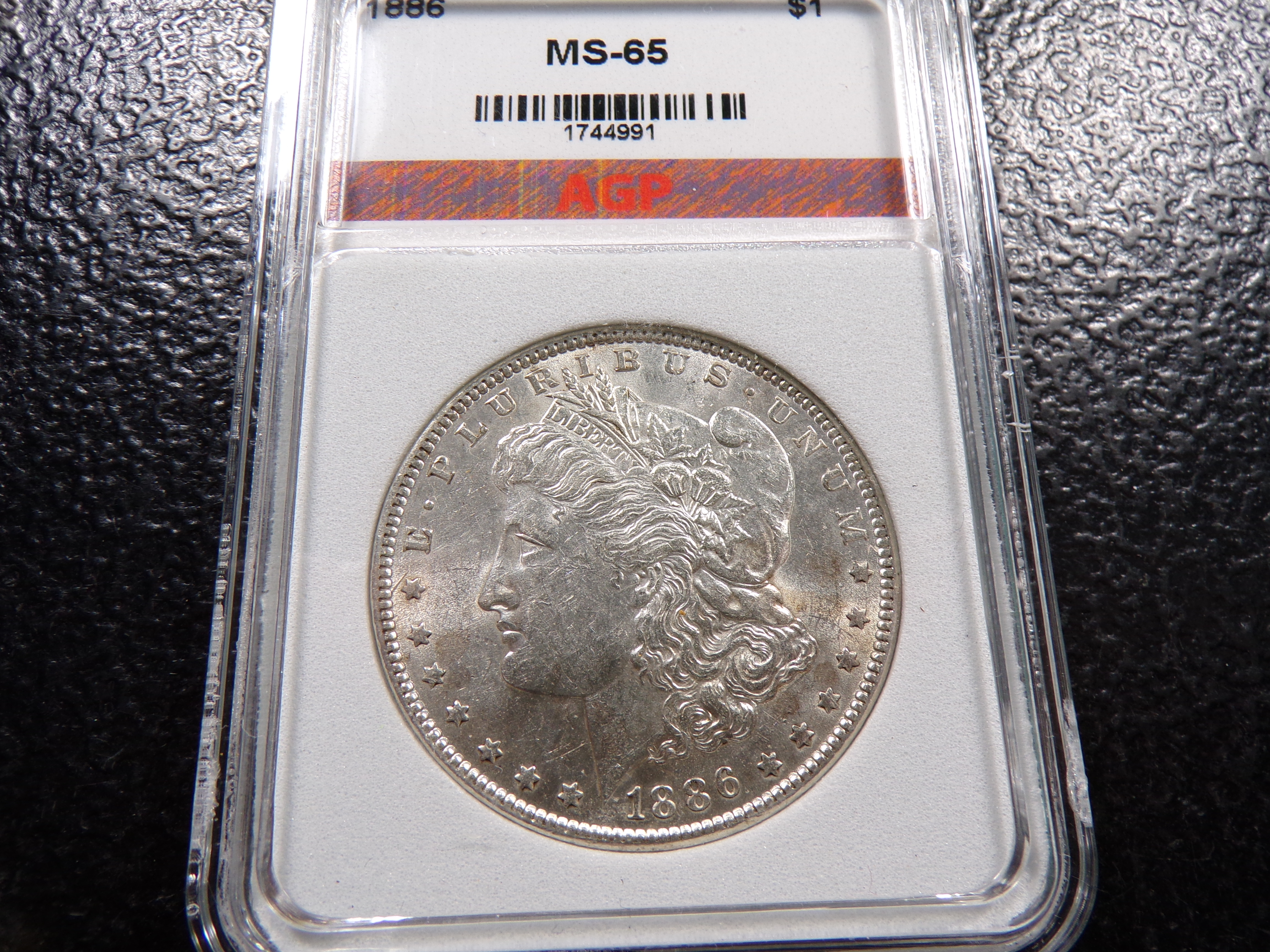 1886 AGP MS65 MORGAN SILVER DOLLAR