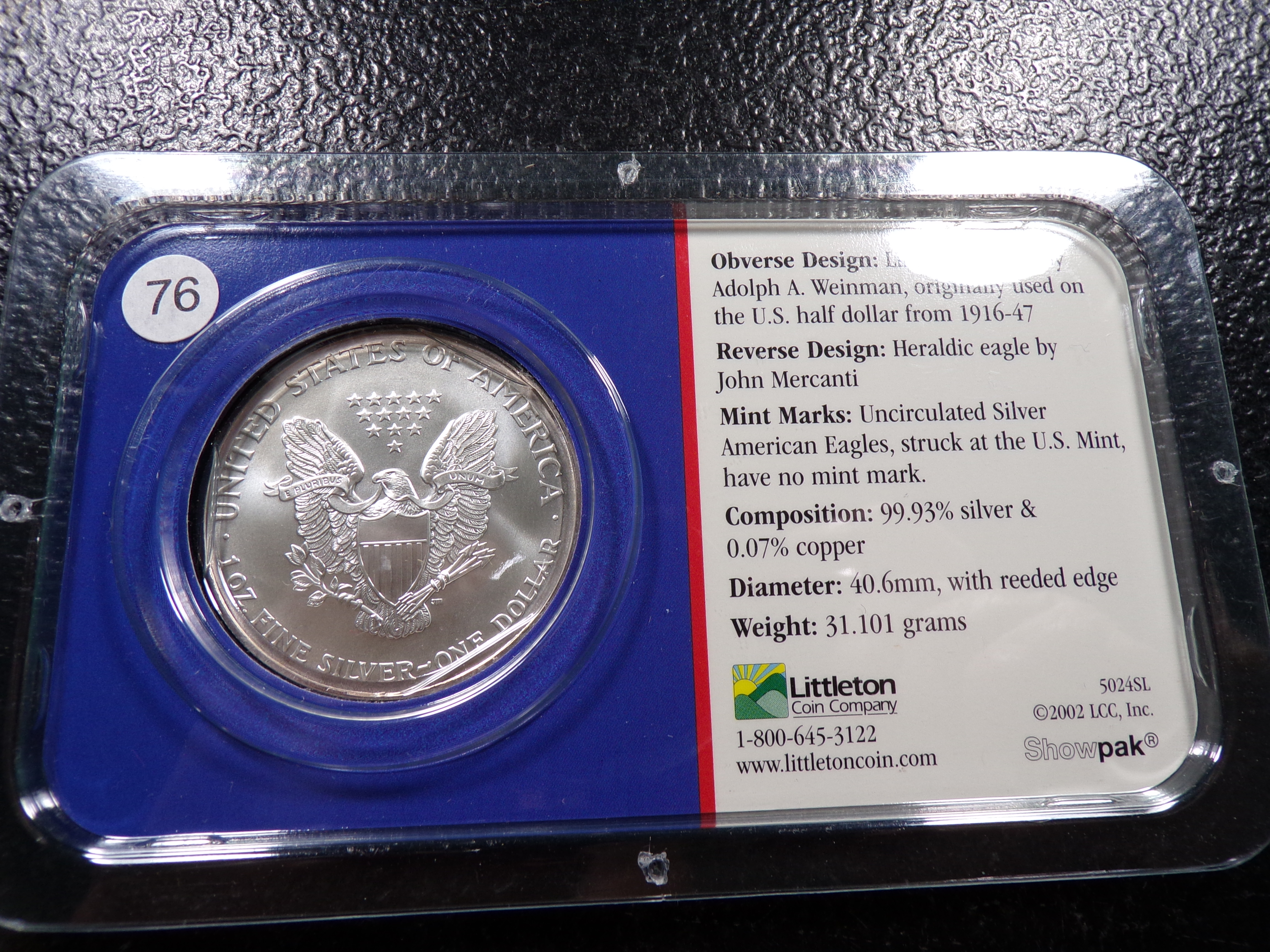 2002 AMERICAN SILVER EAGLE DOLLAR