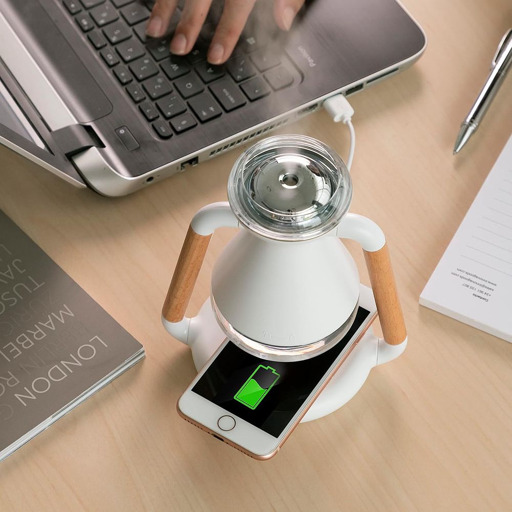 Lot 158: Misvolt Aroma Diffuser Humidifier & Wireless Charger 3-in-1 Humidifier RRP £28.99 L13b sku-2860