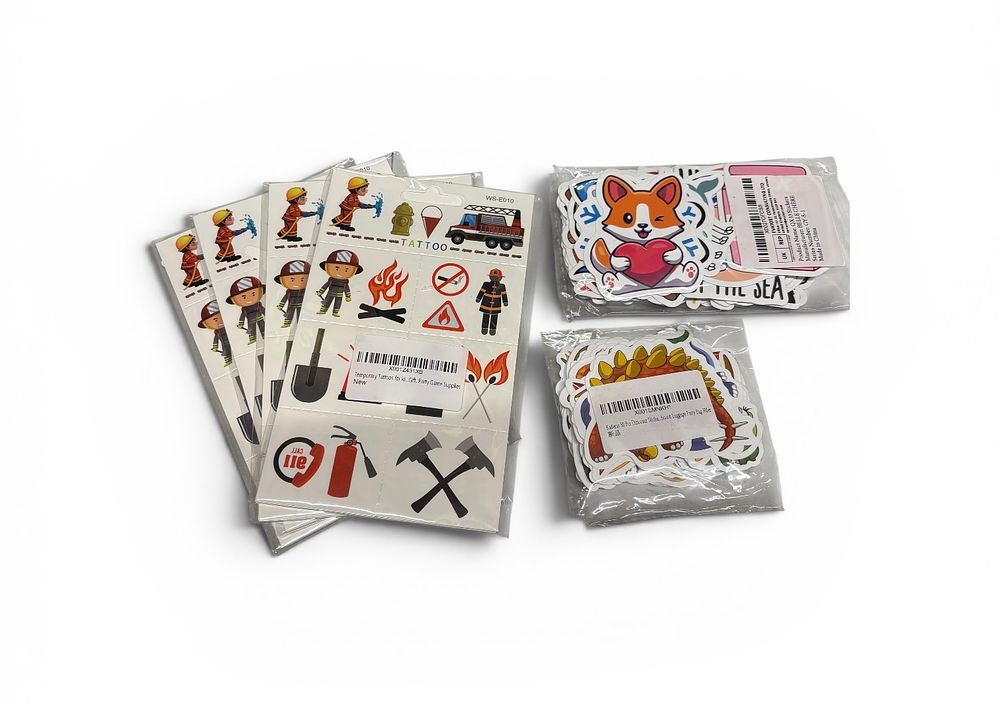 Lot 342: 12 x  Packs of Temporary Tattoos and Stickers L3 sku-4370
