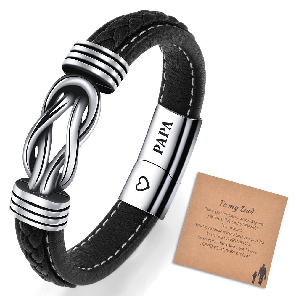 Lot 385: 15 x Bracelet For Dad Braided Leather Infinity Bracelet RRP £275.00 L11b sku-3869
