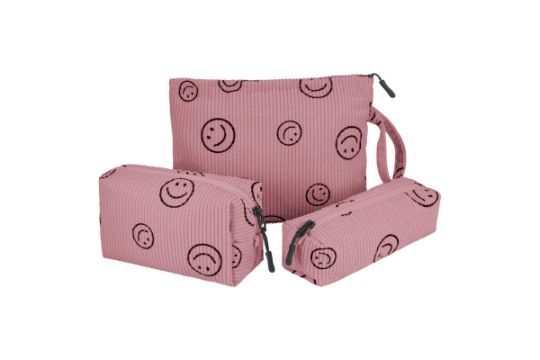 Lot 401: 5 x 3 Pcs Makeup Bag, Corduroy Travel Toiletry Bags Lb47 sku-3812