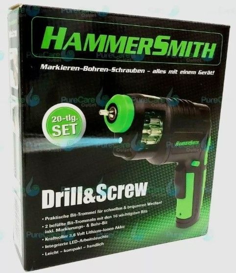 Lot 486: Hammersmith Drill Screw Electric Drill Driver Interchangeable Heads Lithium L3a sku-2829