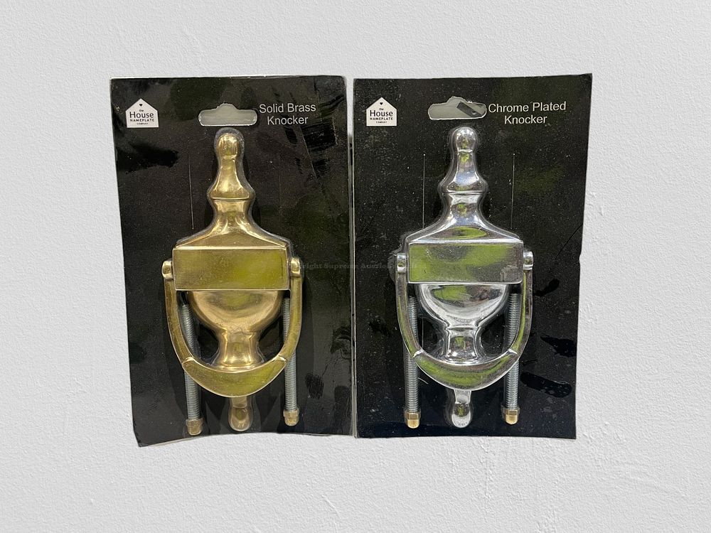 Lot 490: 14 x Brass and Chrome Door Knockers L30b sku-2767
