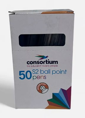 25 x 50 Consortium S2 Black Ball Point Pens Medium Point sku-2921. Elevate your writing 