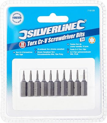 10 X Packs Of 10 Torx Cr-V Screwdriver Bits L1a sku-2573. Product DescriptionChrome vanadium. 