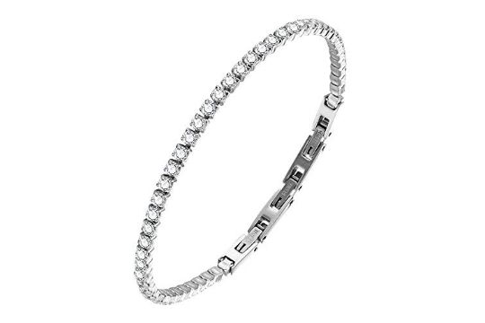 10 x Stainless Steel Diamond-Cut Cubic Zirconia Bracelet RRP £224.20 Lb46 sku-3820
