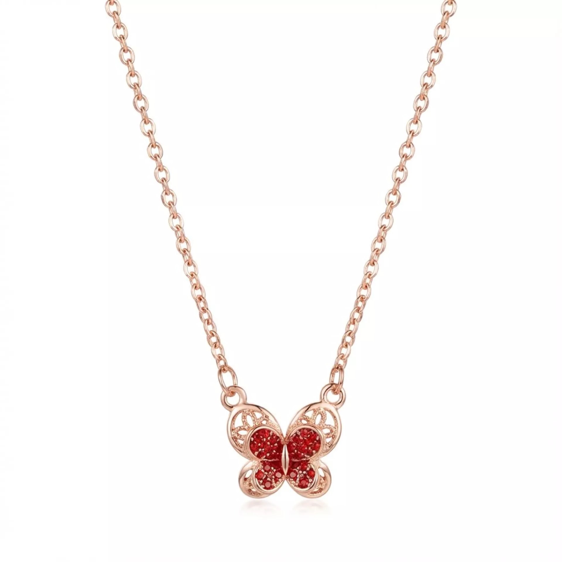 Rose Gold-Tone Butterfly Pendant Necklace RRP £39.98 ea L14a sku-4343