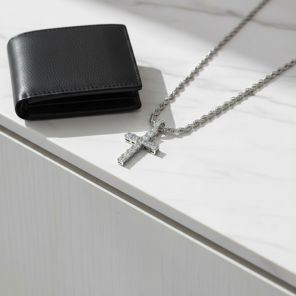 Stainless Steel Cross Pendant Necklace L25b sku-4366