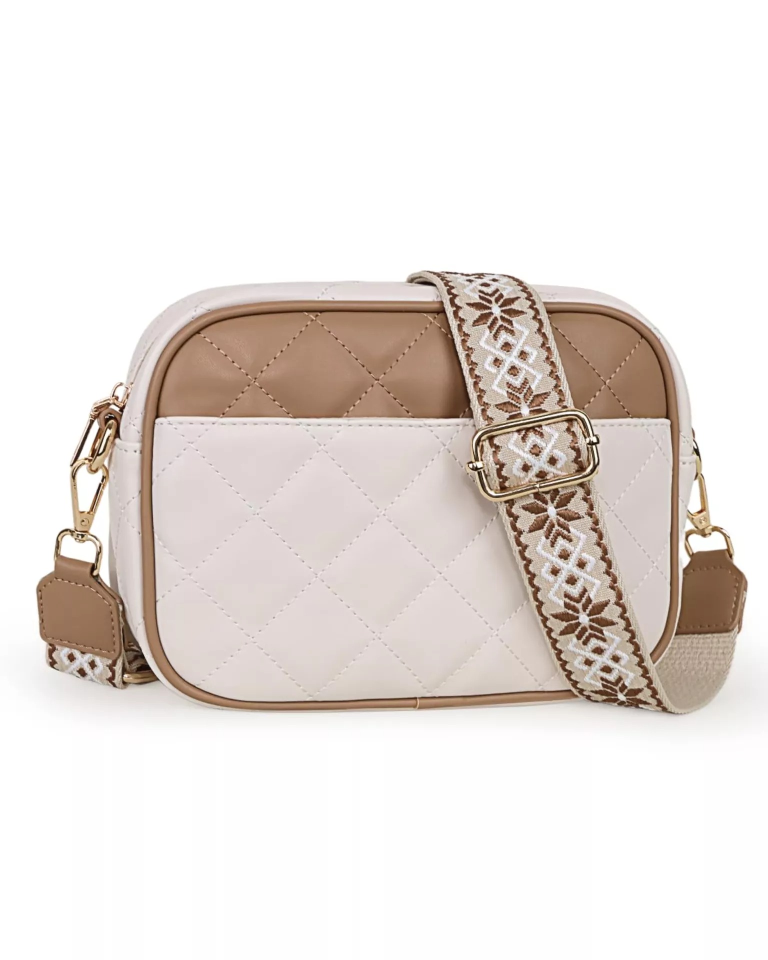 Quilted Crossbody Purse for Women, Vegan Leather Bag with Shoulder Strap L27 sku-4524