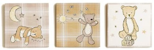 Bear Hugs Canvas Set of 3, Multi-Colour, 20 x 60 L24 sku-584