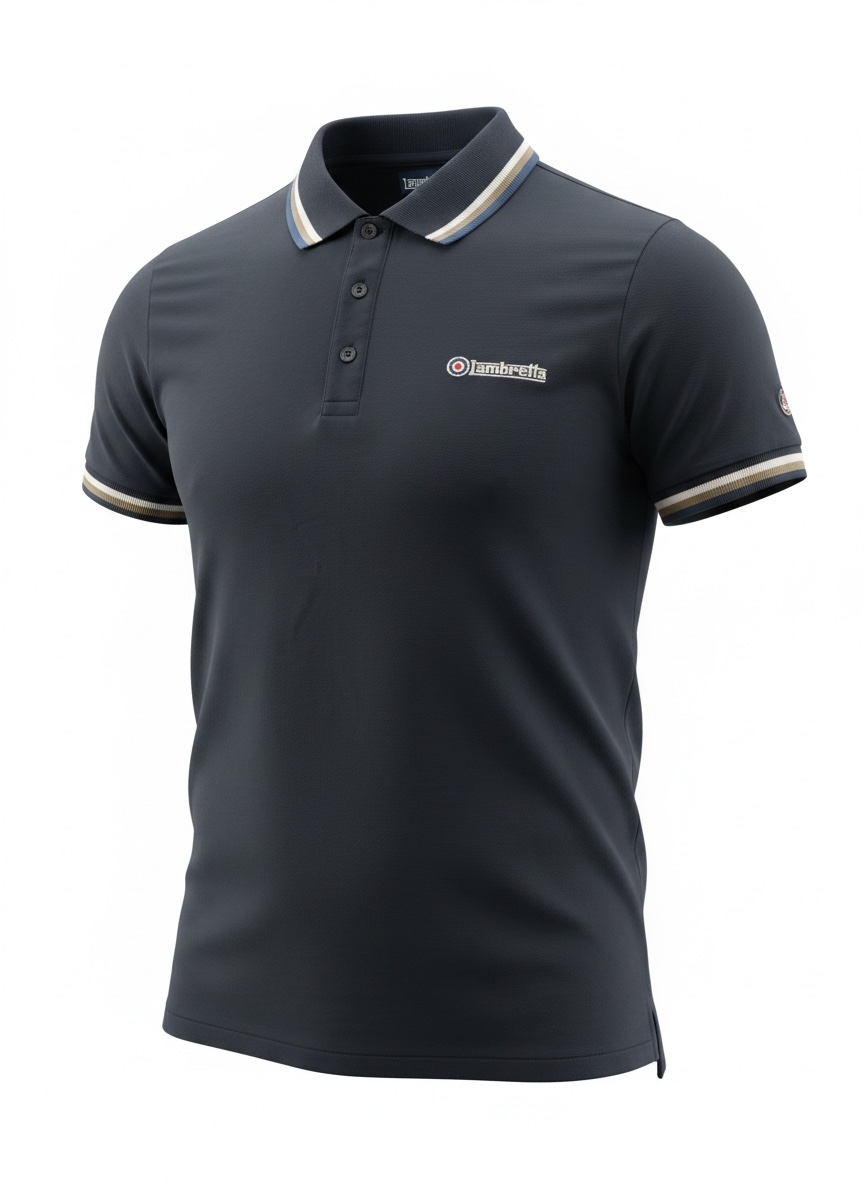 Lambretta Men's Twin Tipped 3 Button Placket Cotton Polo Shirt Top - Small - RRP £30.00 L29c sku-2623