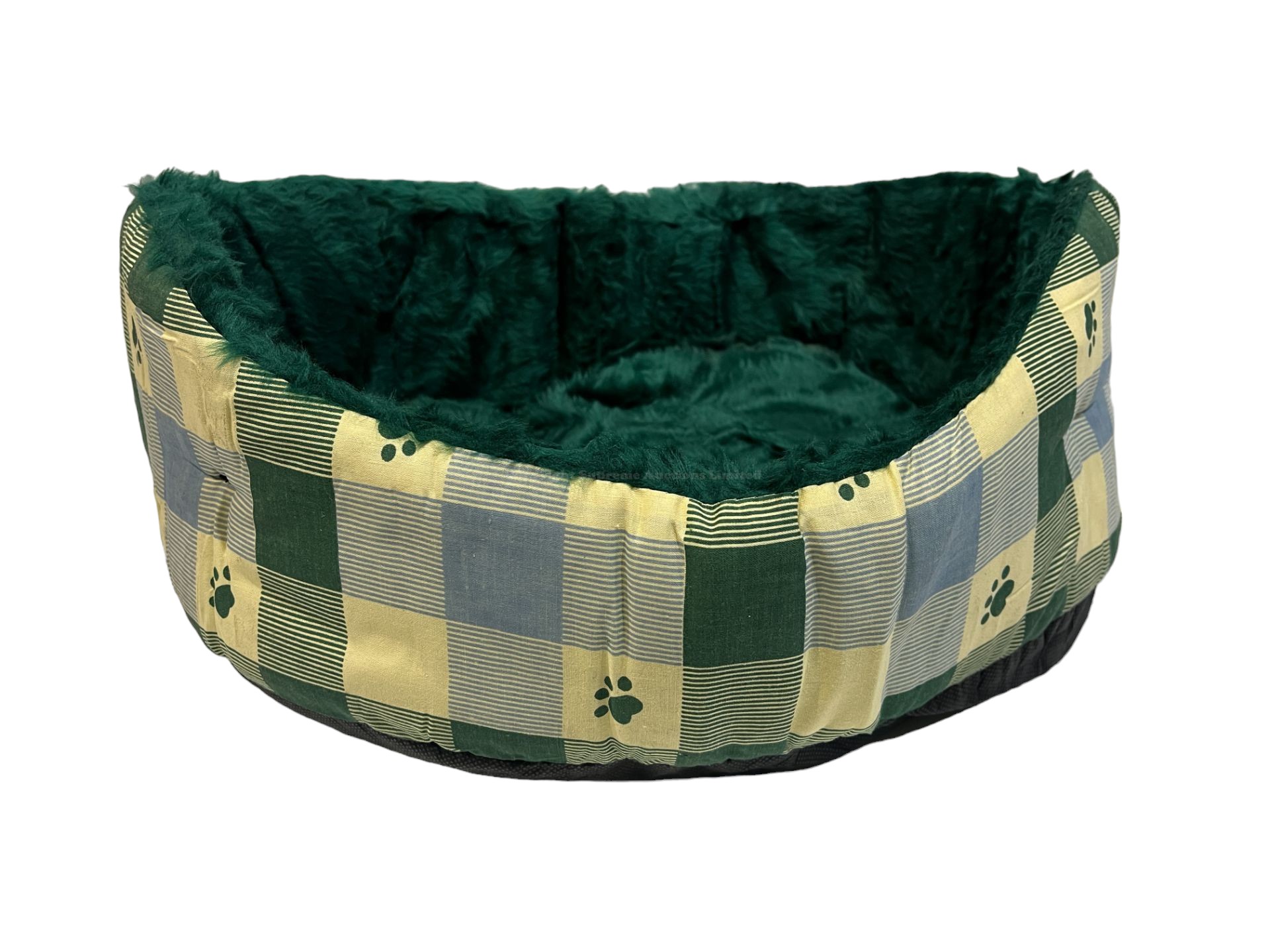 Green Chequered Oval Pet Bed FD Lfd sku-2766