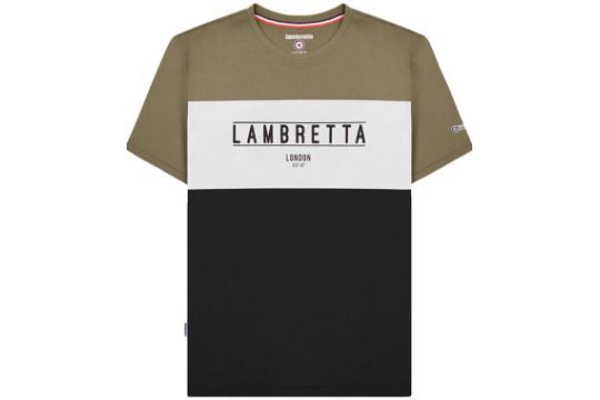Lot 84: Lambretta Men's Panel Crew Neck T-Shirt - Khaki/Black RRP £22.00 Large L29c sku-2718