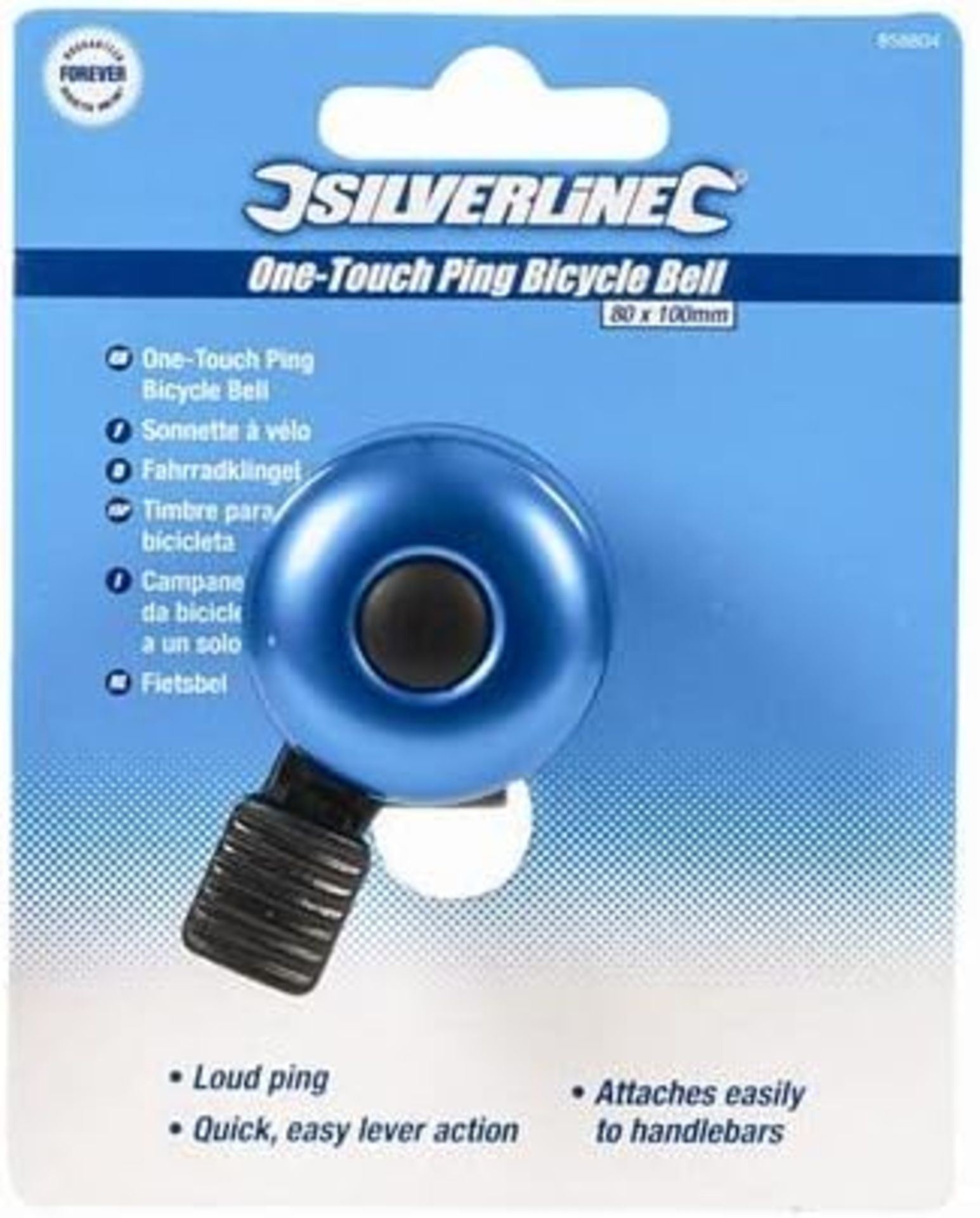 24 x Silverline 858804 One-Touch Ping Bike Bell 80dB L29 sku-2577