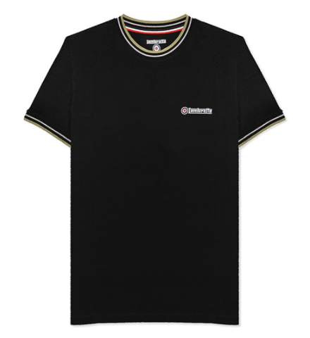 Lambretta Men's Twin Tipped Pique Tee Black - L L29c sku-2626