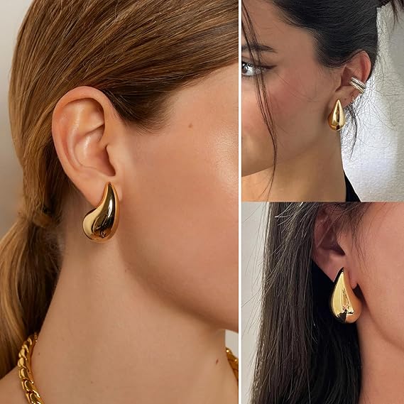 10 x Dupes Chunky Gold Hoop Earrings for Women L14a sku-4480