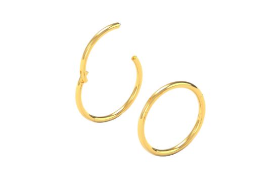 10 x Gold 2PCS-20G(0.8mm) 7mm Hinged Snug Fit Nose Rings L14a sku-3800