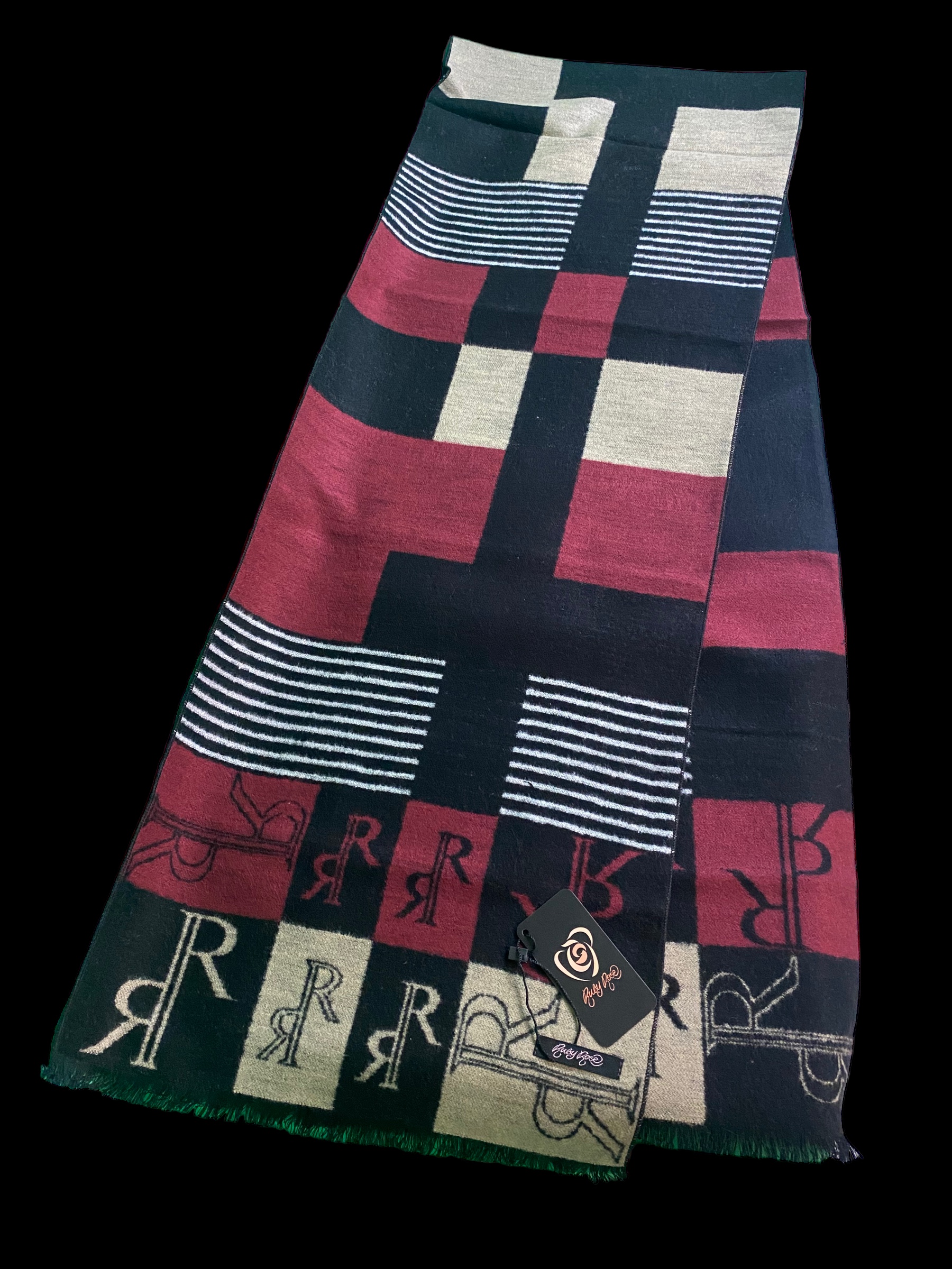 7 x Ruby Rose Purple and Black Silk Scarf RRP £39.95 L9 sku-549