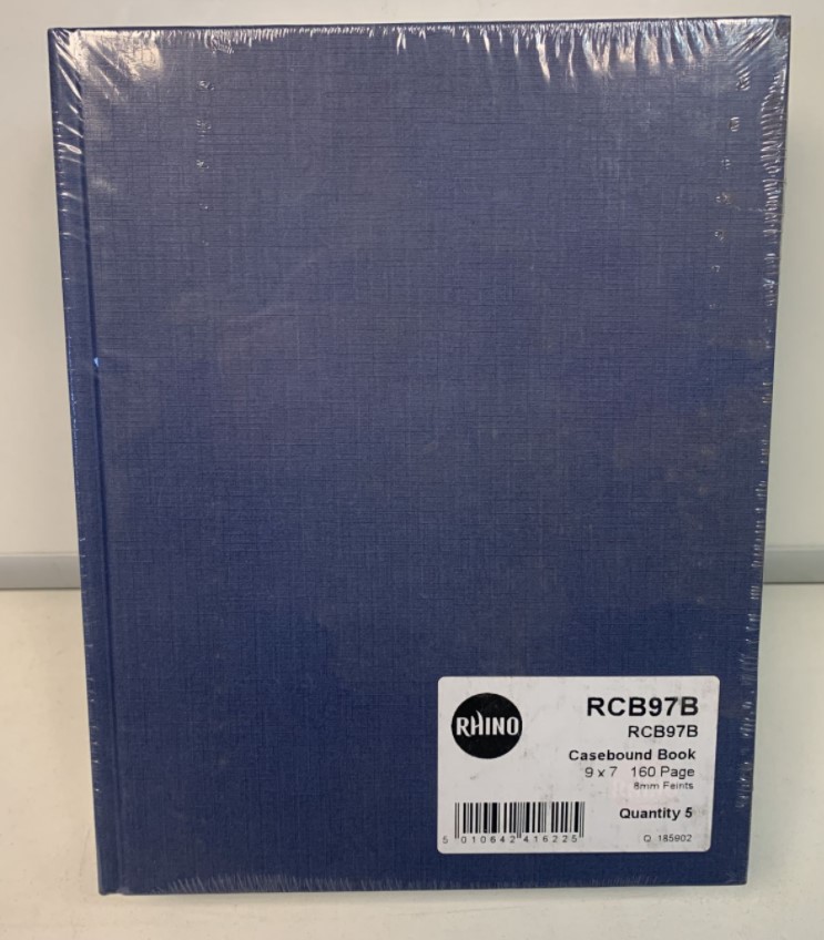 4 x Pack of 5 Rhino Casebound Book 8mm Ruled 9 x 7 Blue 160 Page RRP £33.05 L12c sku-2067