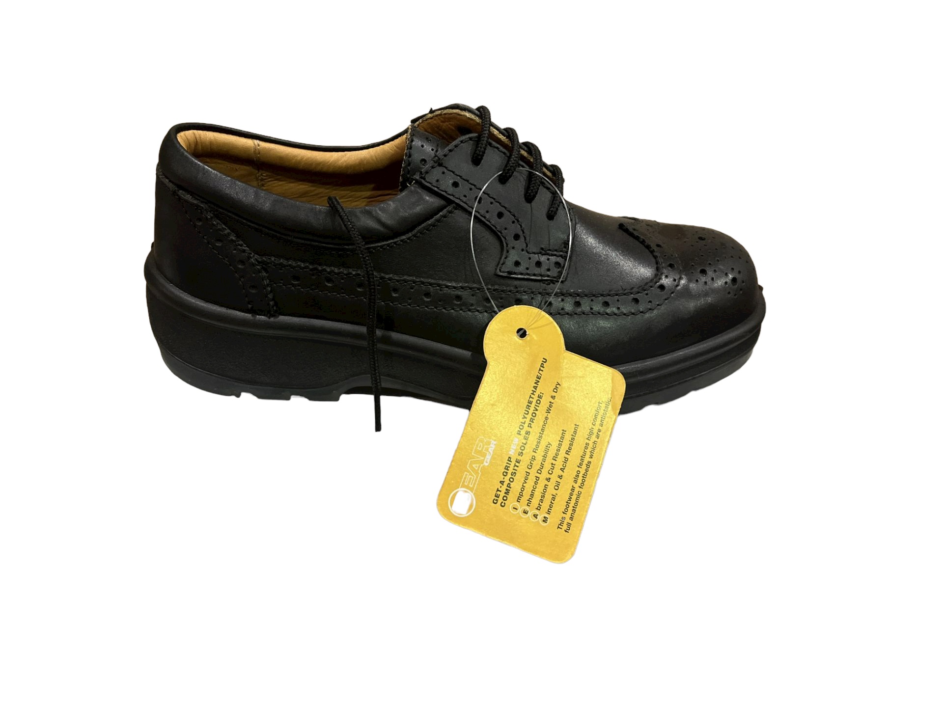 Black Polished Brogue Work Shoes Sizes 6 L10c sku-2333