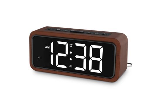 Lot 165: Wooden Alarm Clock with Large LED Display L13b sku-3352